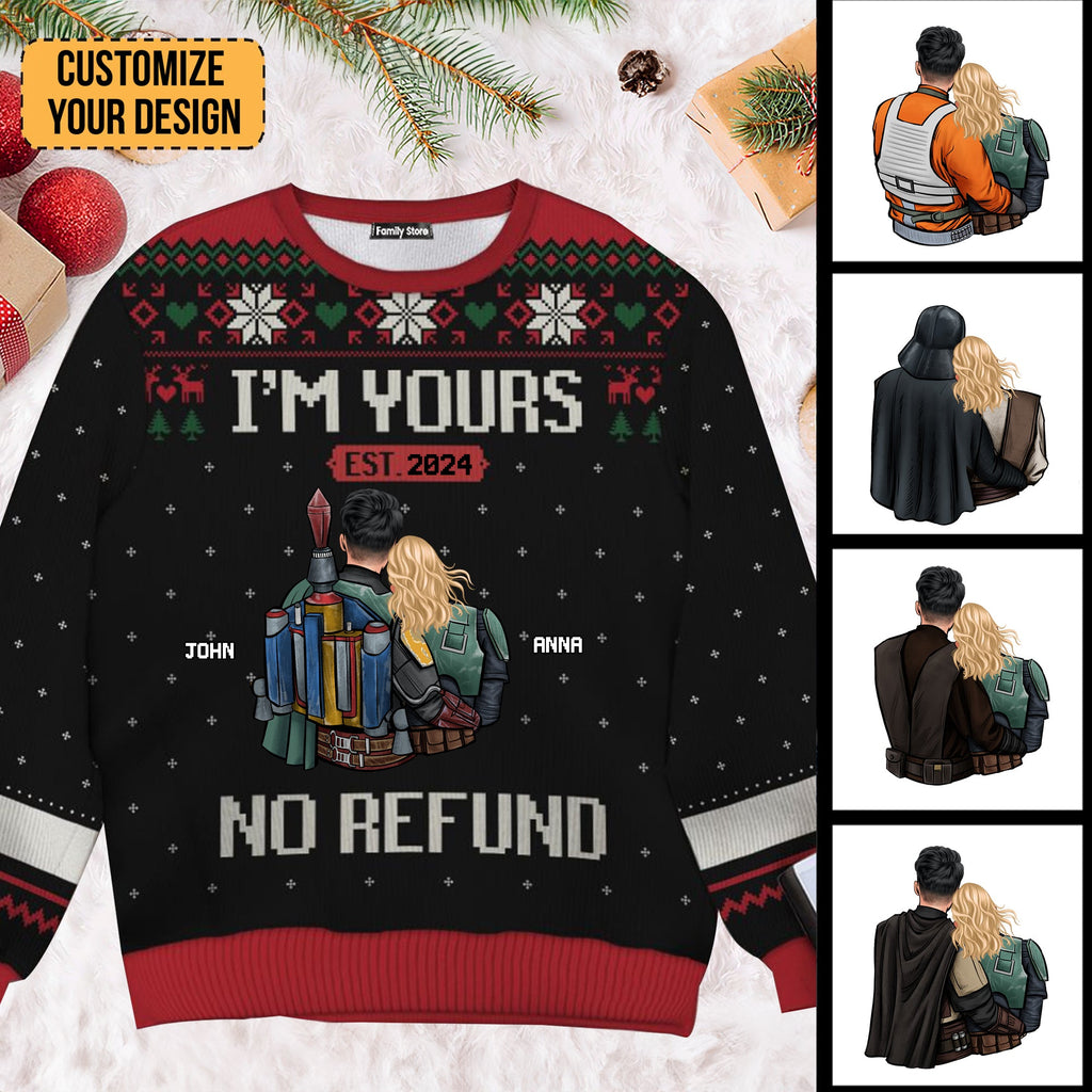 Personalized Ugly Sweater with Names Custom Gift for Couple Anniversary