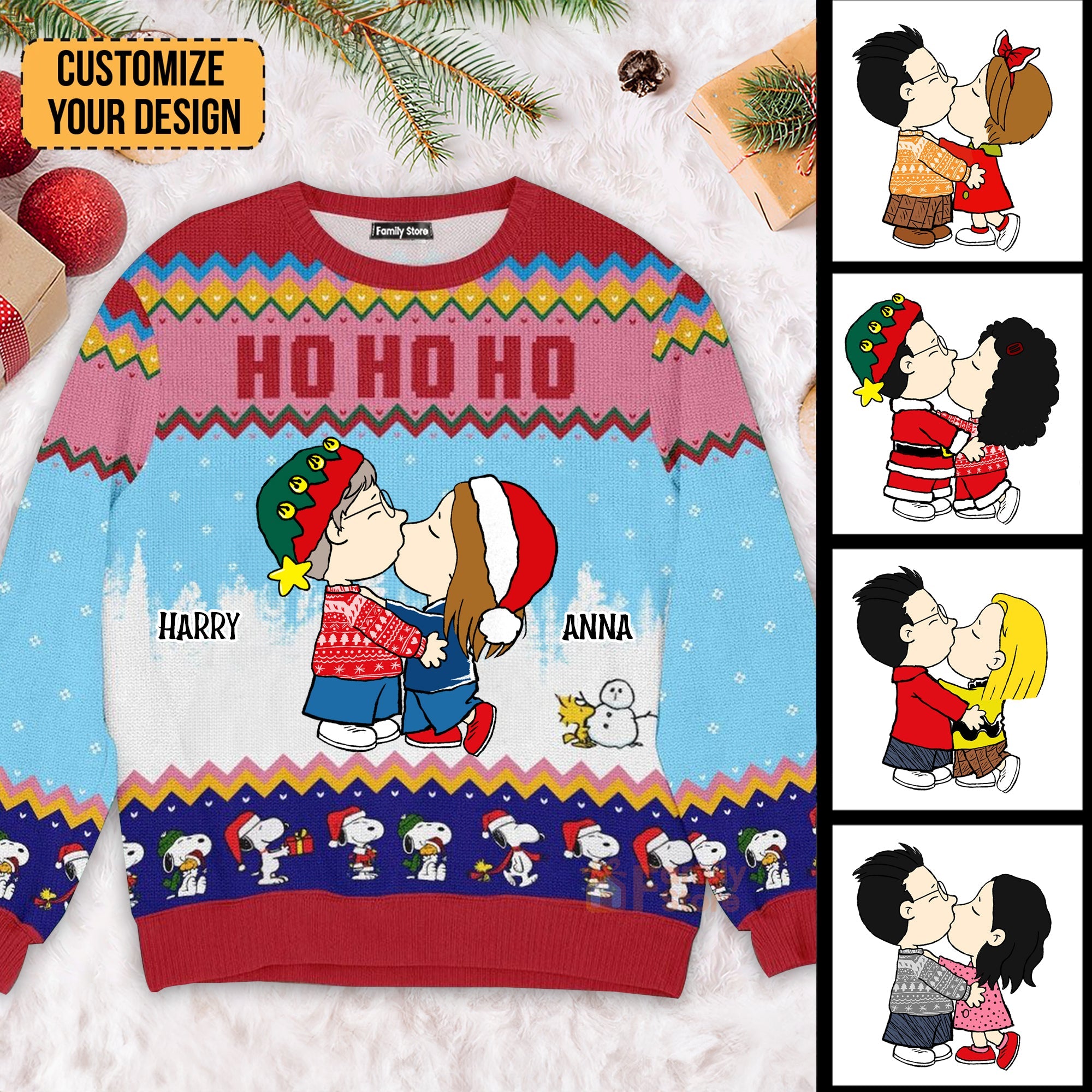 Personalized Christmas Ugly Sweater for Couples | Custom Names Gift
