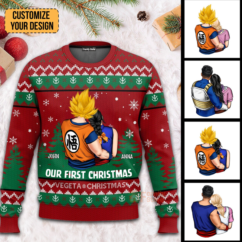 Personalized Christmas Ugly Sweater Custom Couple Design Gift