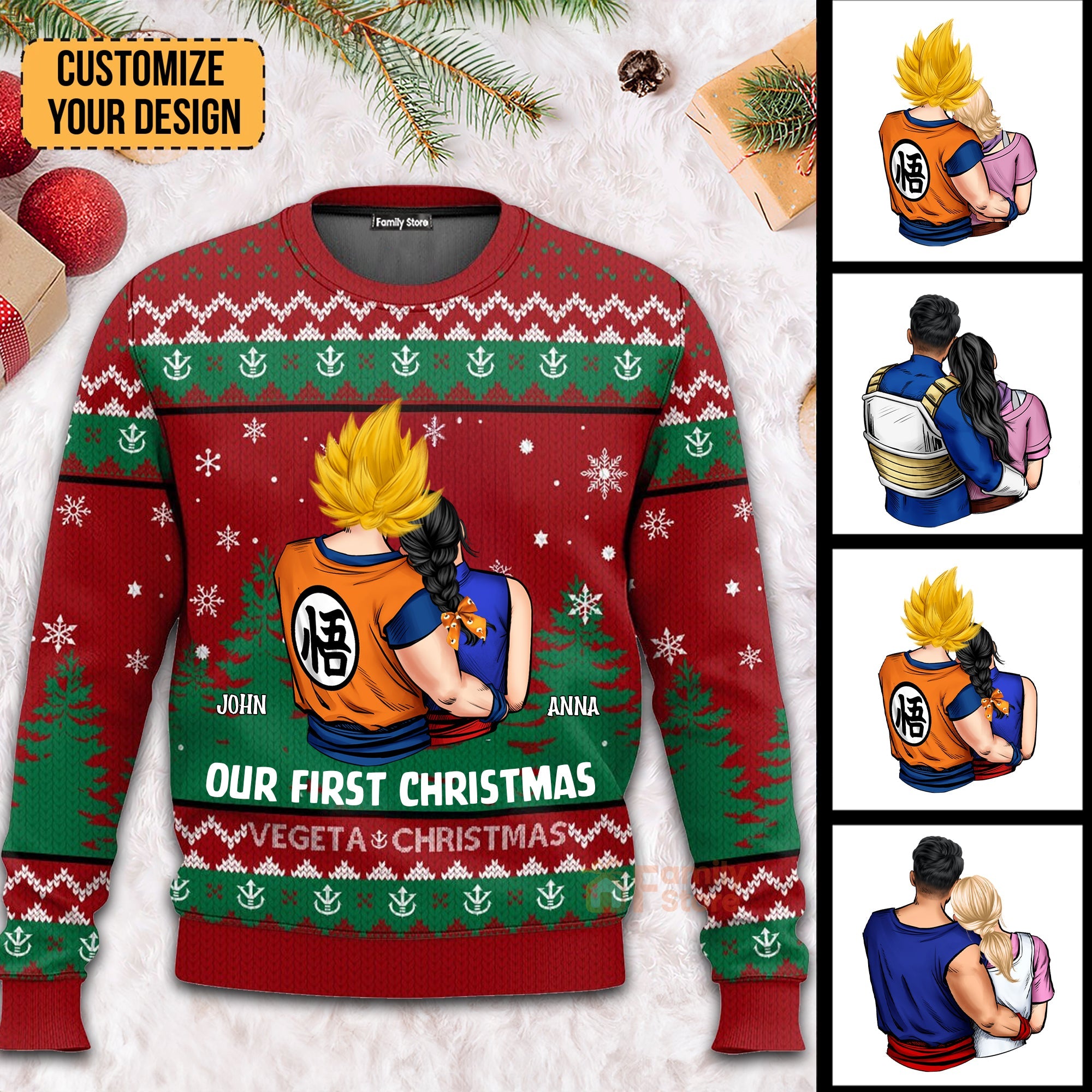 Personalized Christmas Ugly Sweater Custom Couple Design Gift