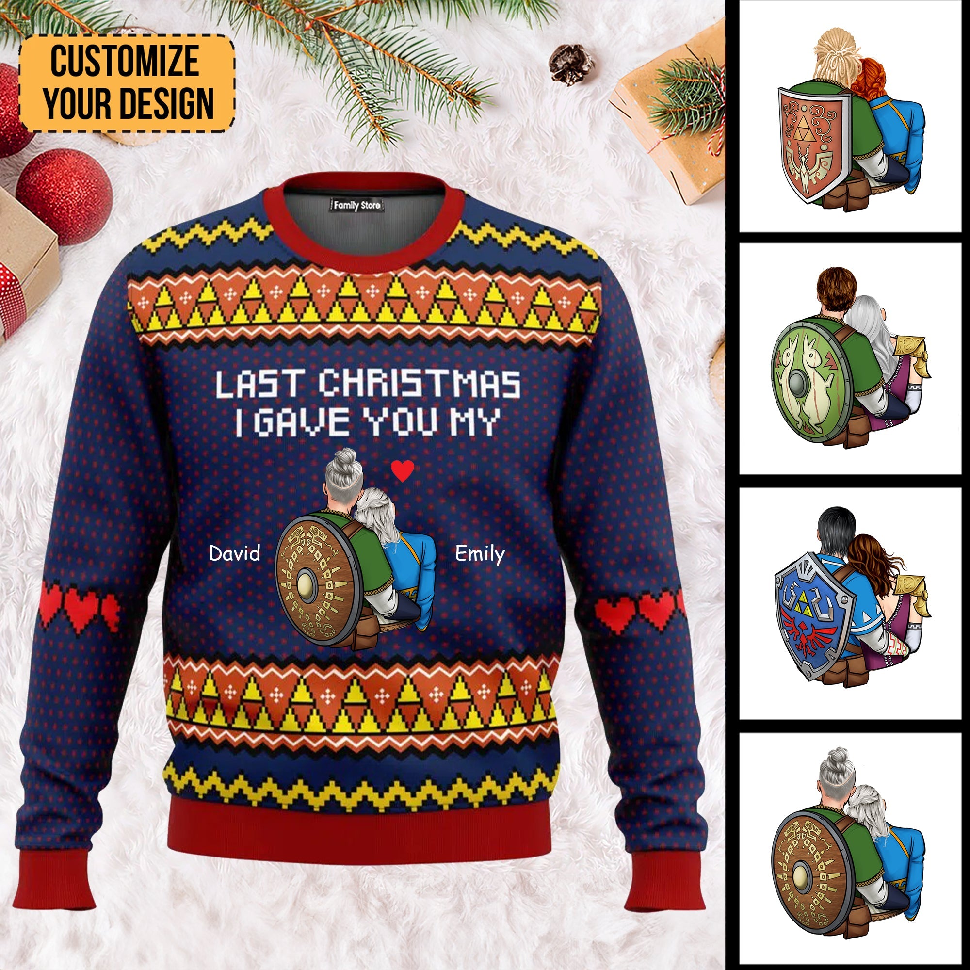 Personalized Ugly Sweater Last Christmas Gift for Couple