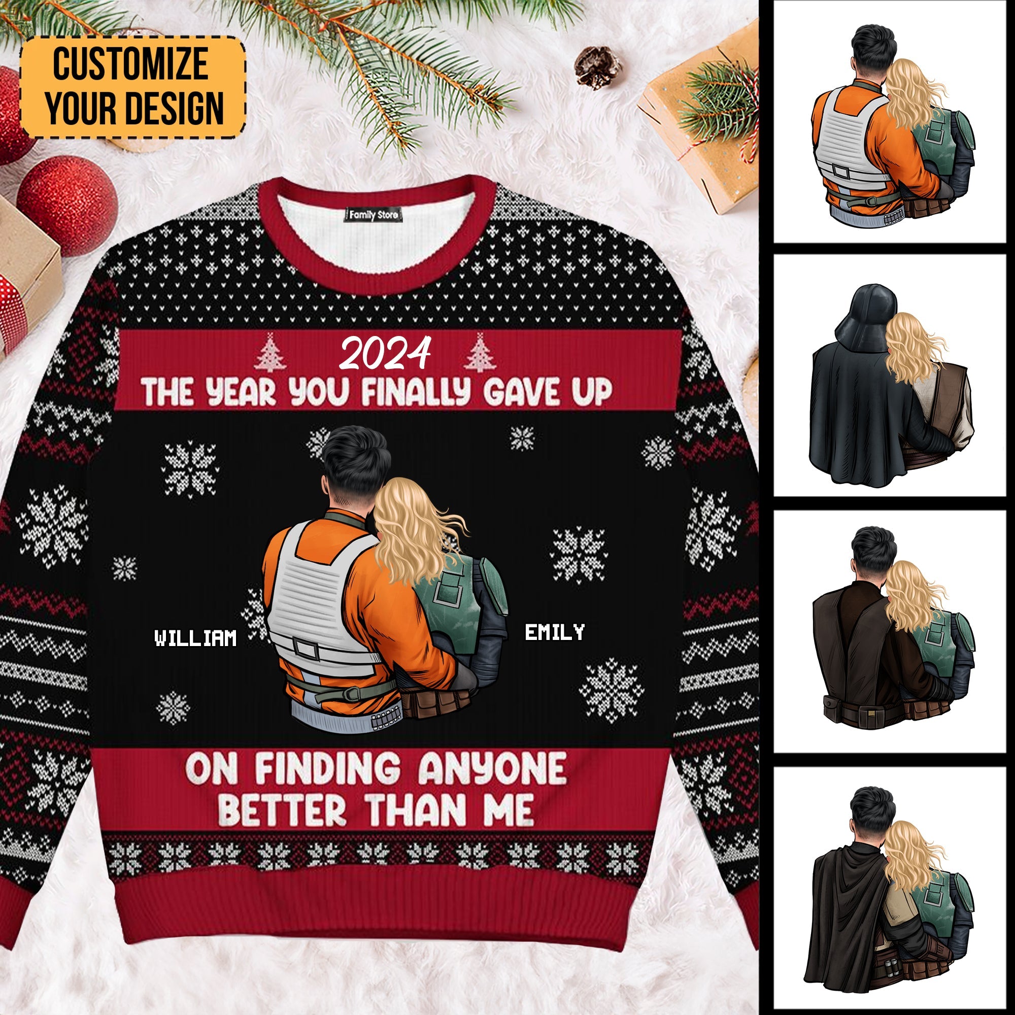 Personalized Ugly Sweater Custom Couple Gift Holiday 2024