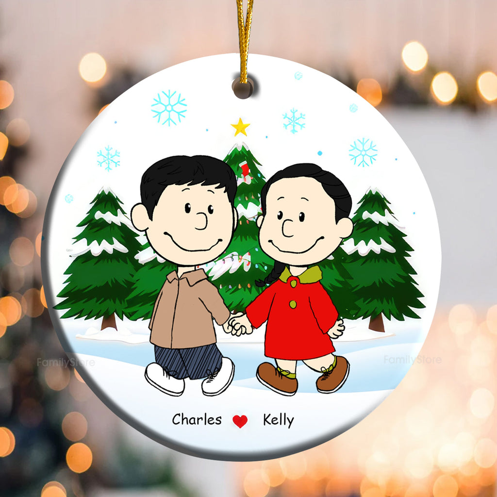 Personalized Ceramic Couple Ornament Hand in Hand Christmas Gift