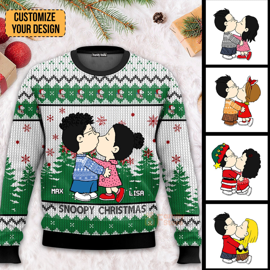 Personalized Snoopopy Merry Christmas Ugly Sweater Gift for Couples