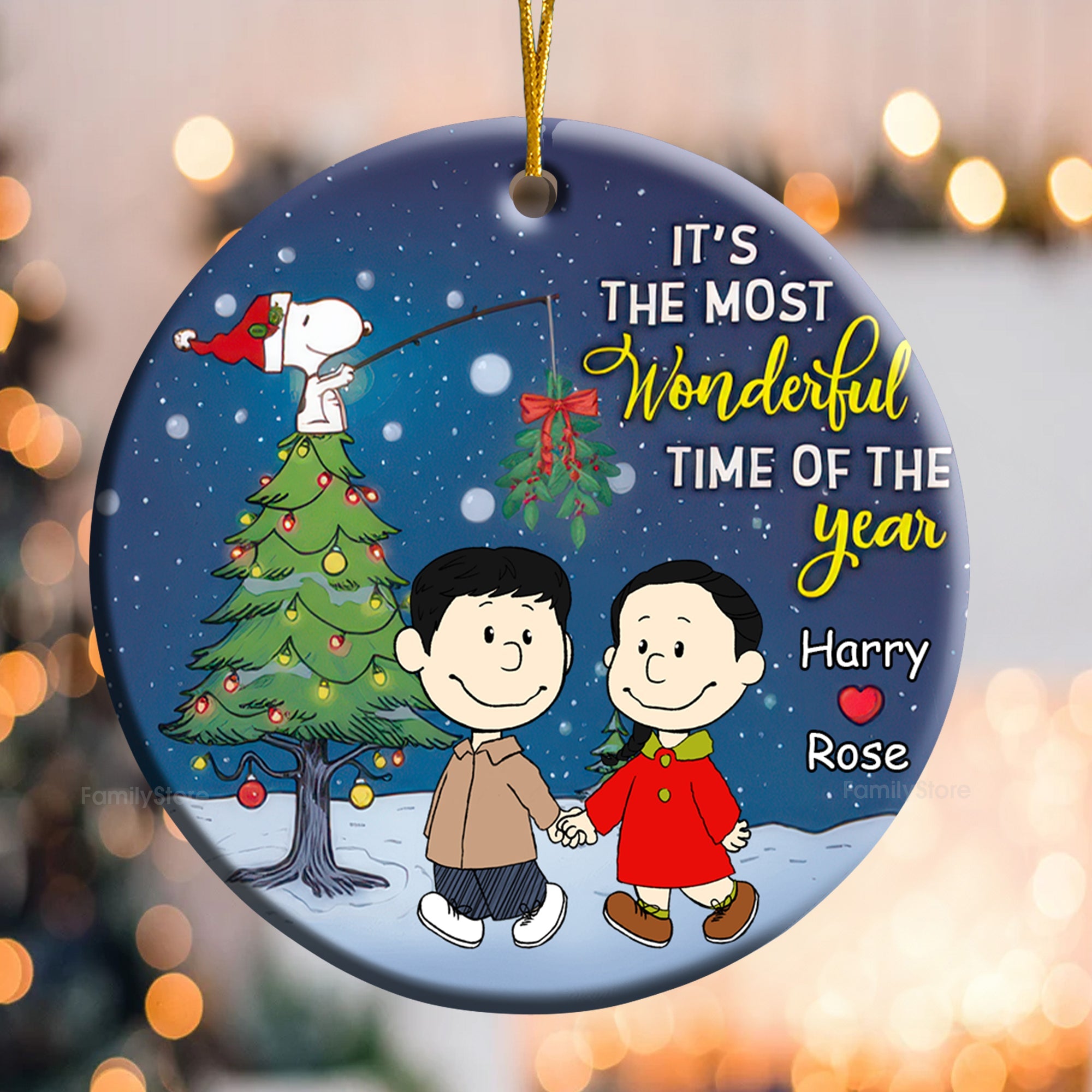 Personalized Peanut Under The Mistletoe Ornament Gift for Couple