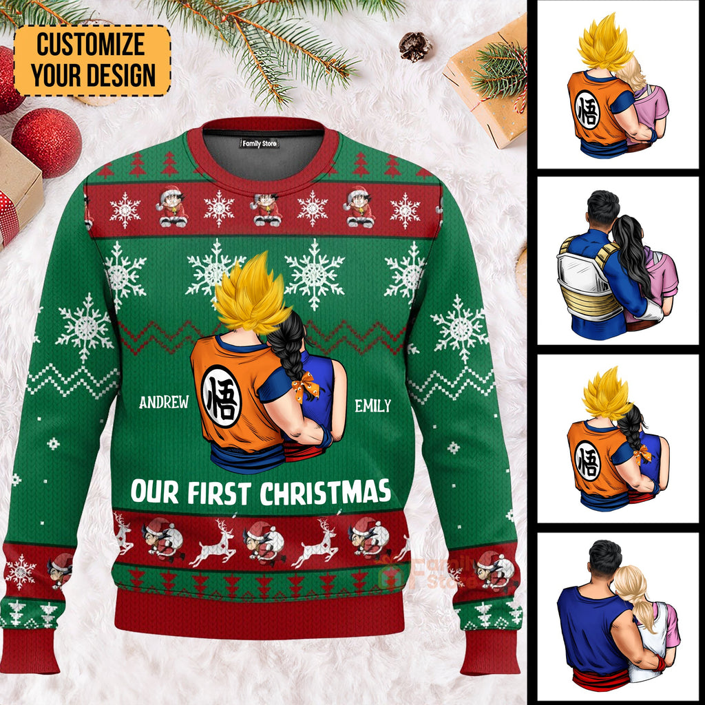 Personalized Couple Ugly Sweater First Christmas Gift