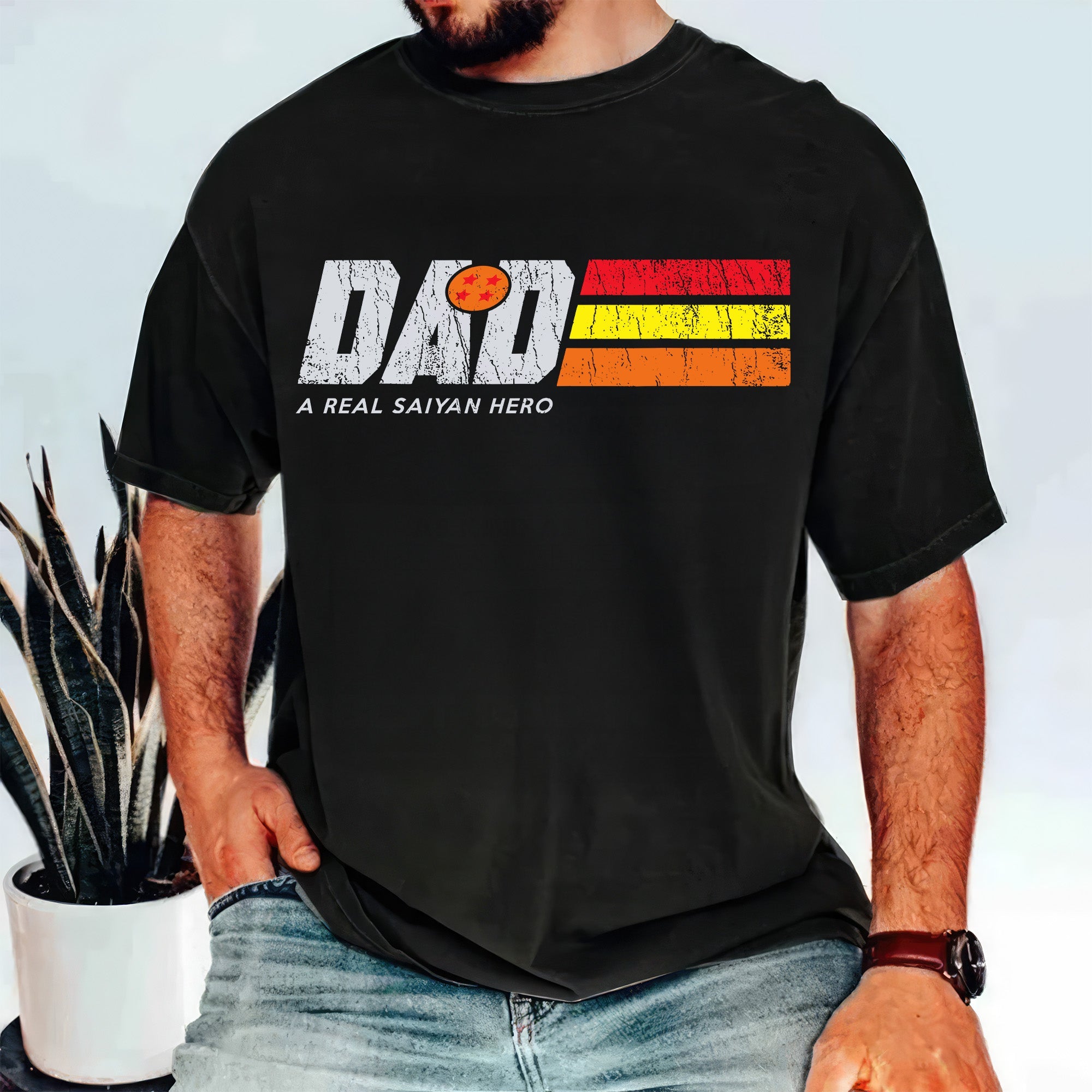 Personalized Dad T-Shirt with Saiyan Design - Gift for Dad