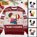 Personalized Merry Kissmas Ugly Sweater Custom Couple Gift
