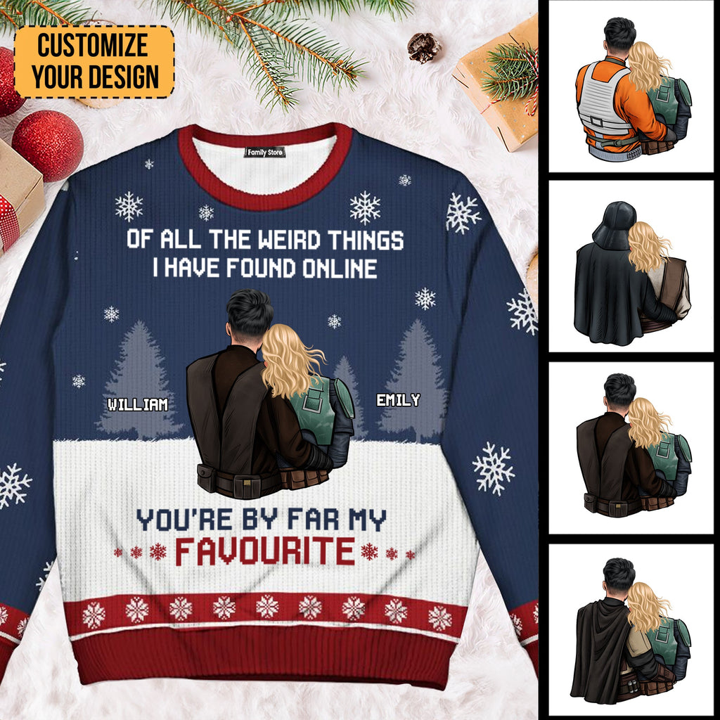 Personalized Ugly Sweater for Couples | Custom Name Gift for Anniversary