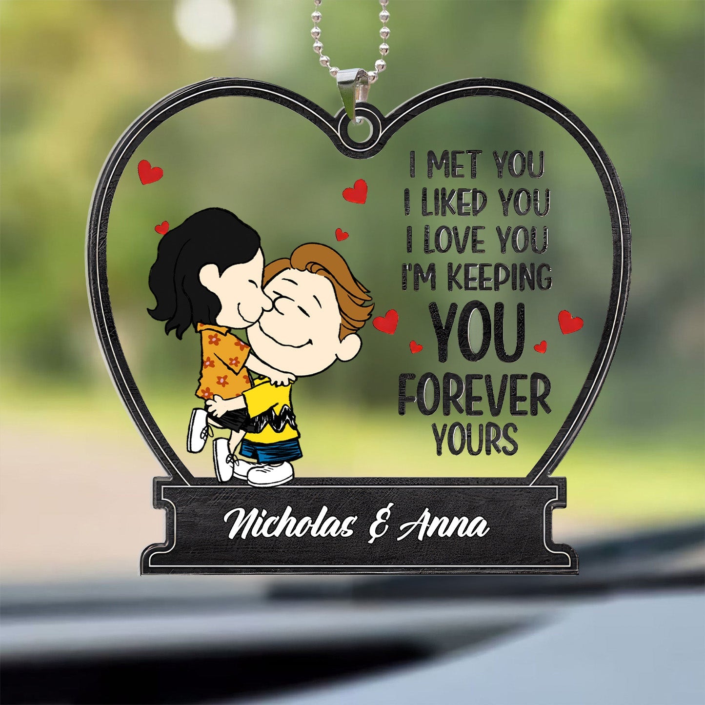 Personalized Acrylic Car Ornament Unique Gift for Couples