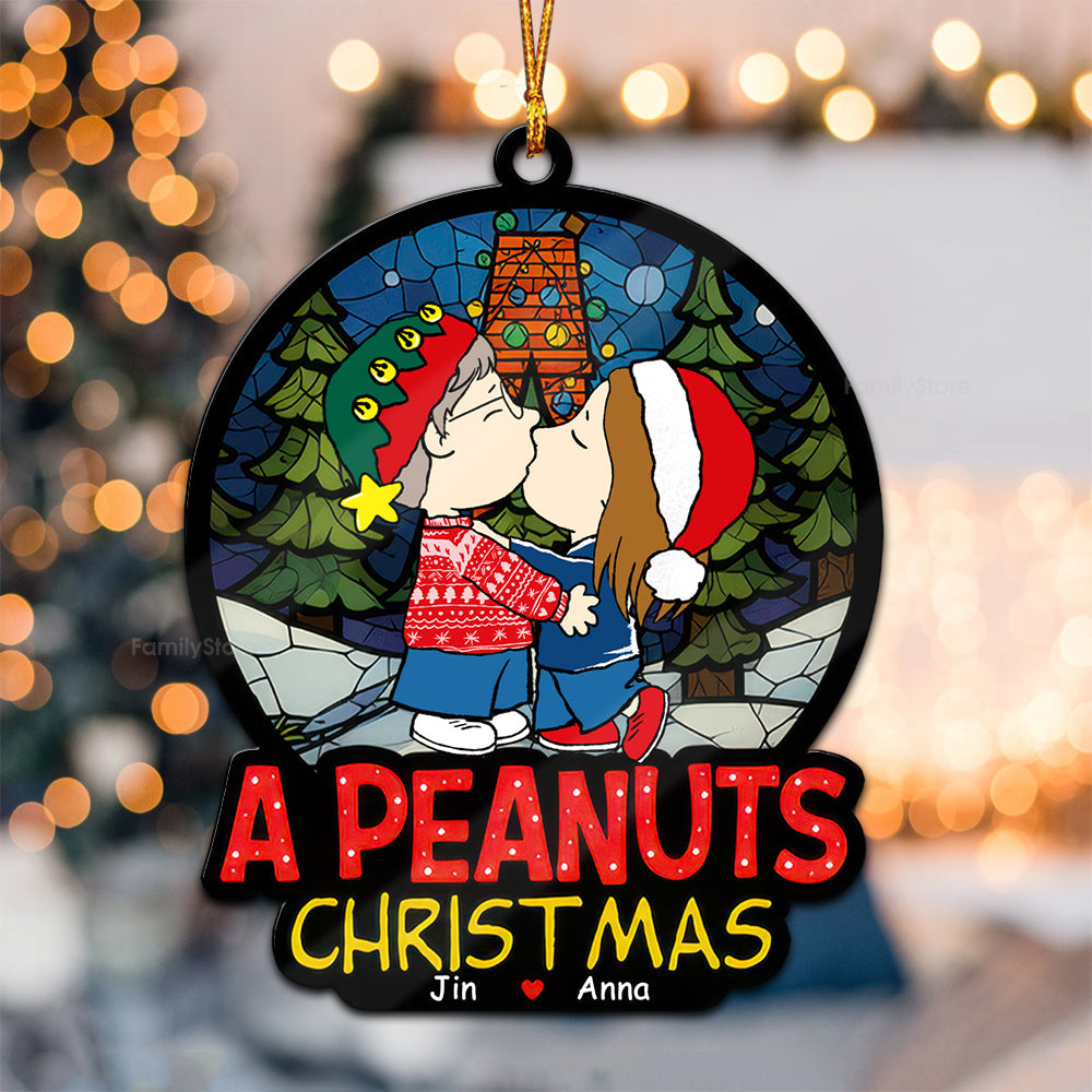 Personalized Wood Christmas Ornament for Couples - Custom Name Gift Idea