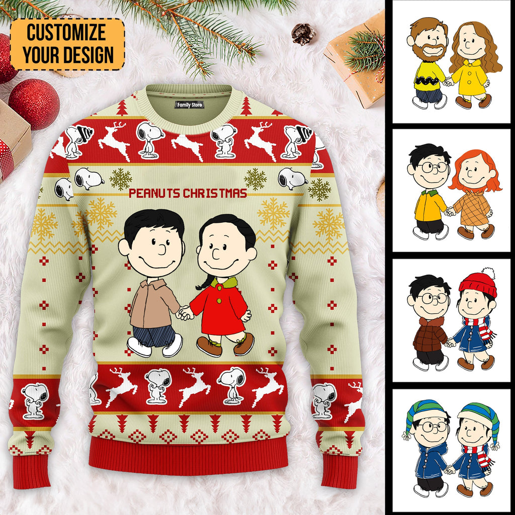 Personalized Peanuts Christmas Ugly Sweater for Couples Gift