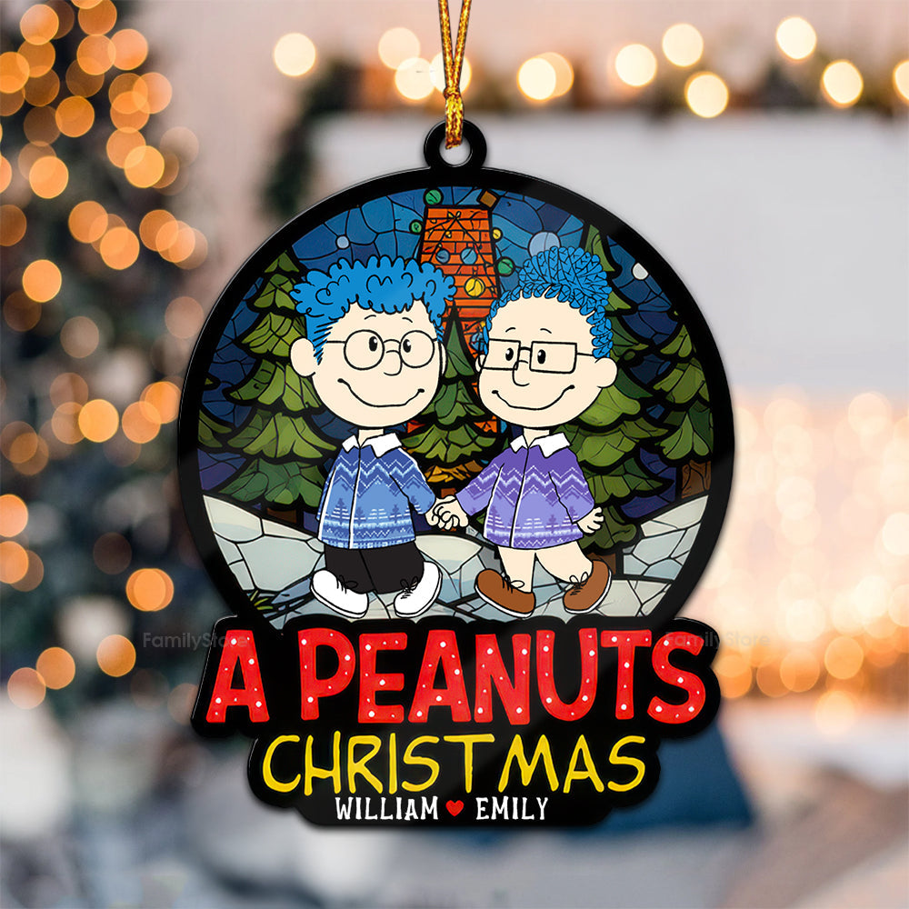 Personalized Wood Christmas Ornament Couples Gift - Peanuts Theme