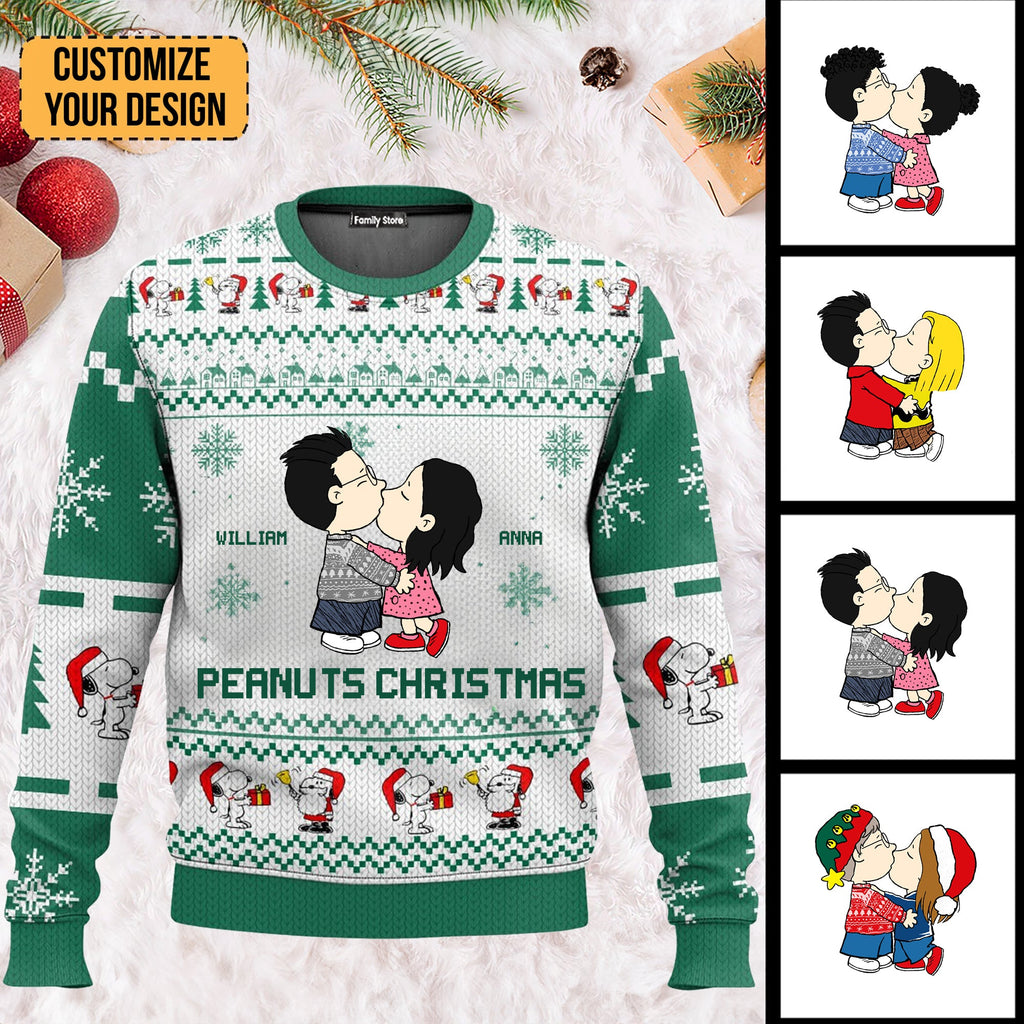 Personalized Peanuts Christmas Ugly Sweater Gift for Couple