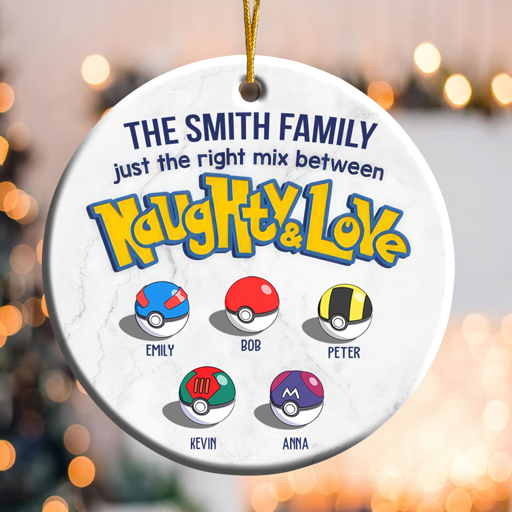 Personalized Ceramic Family Ornament Just the Right Mix of Naughty and Love Gift