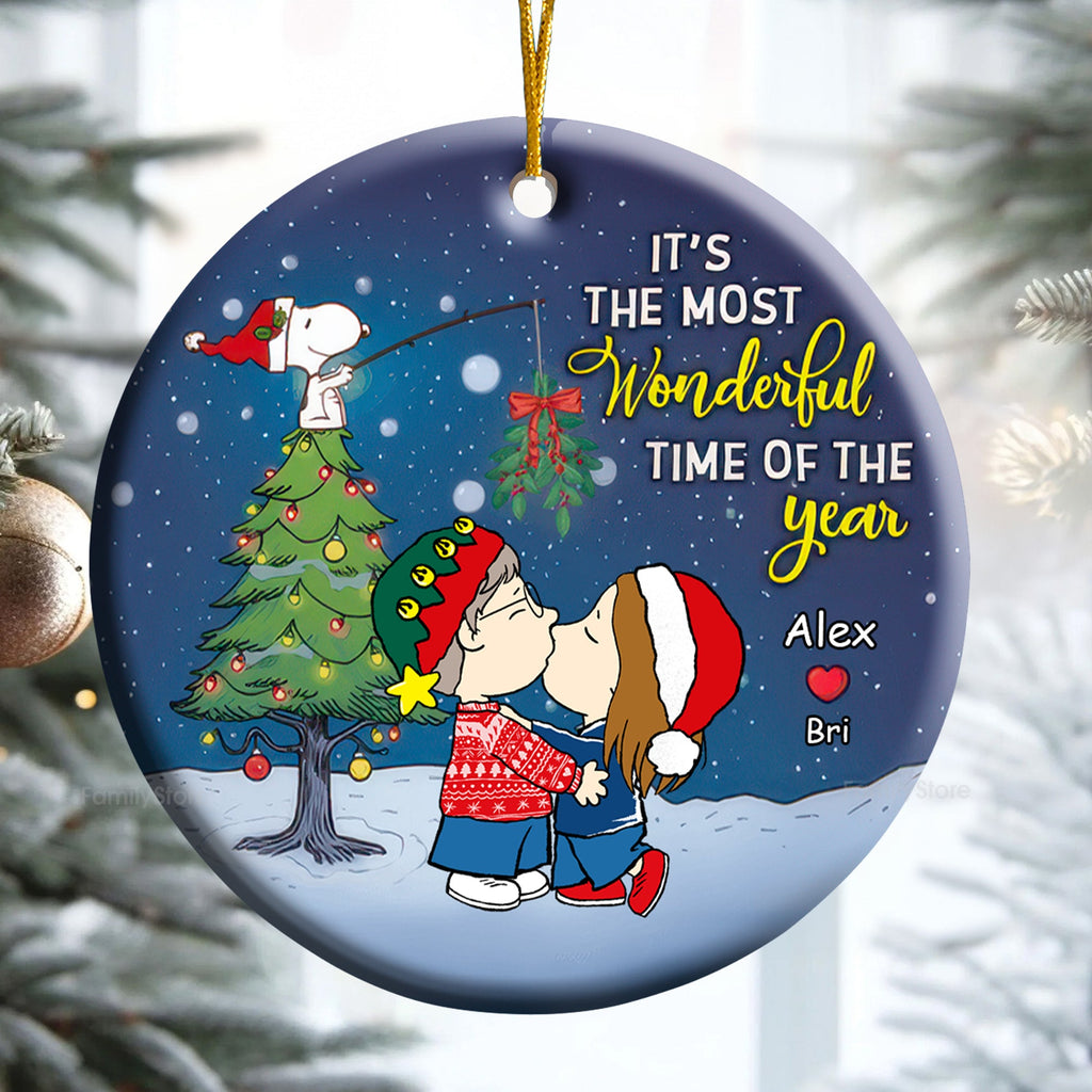 Personalized Peanuts Christmas Ornament Custom Name Gift for Couples