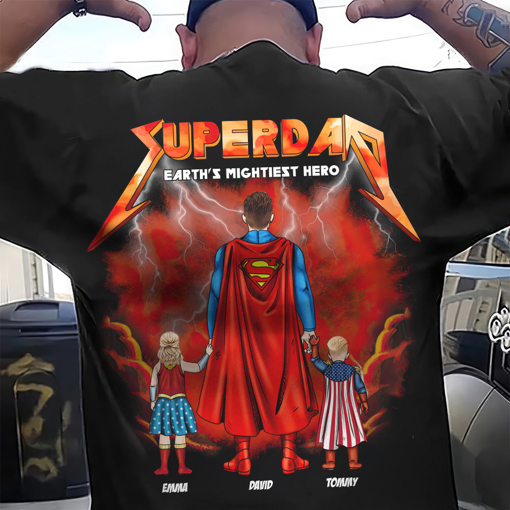 Personalized Super Dad T-Shirt Custom Name Gift for Him