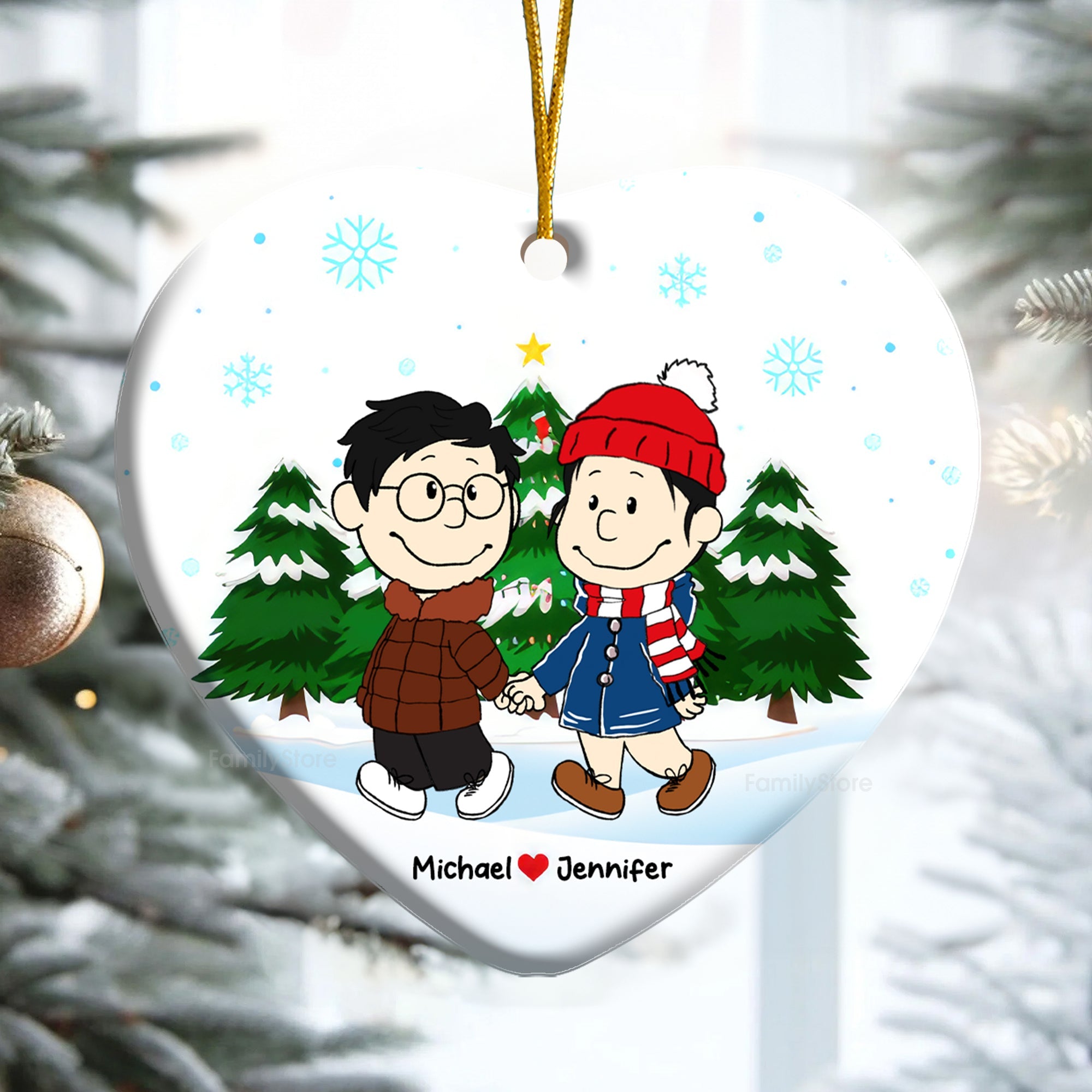 Personalized Ceramic Ornament Christmas Gift for Couple