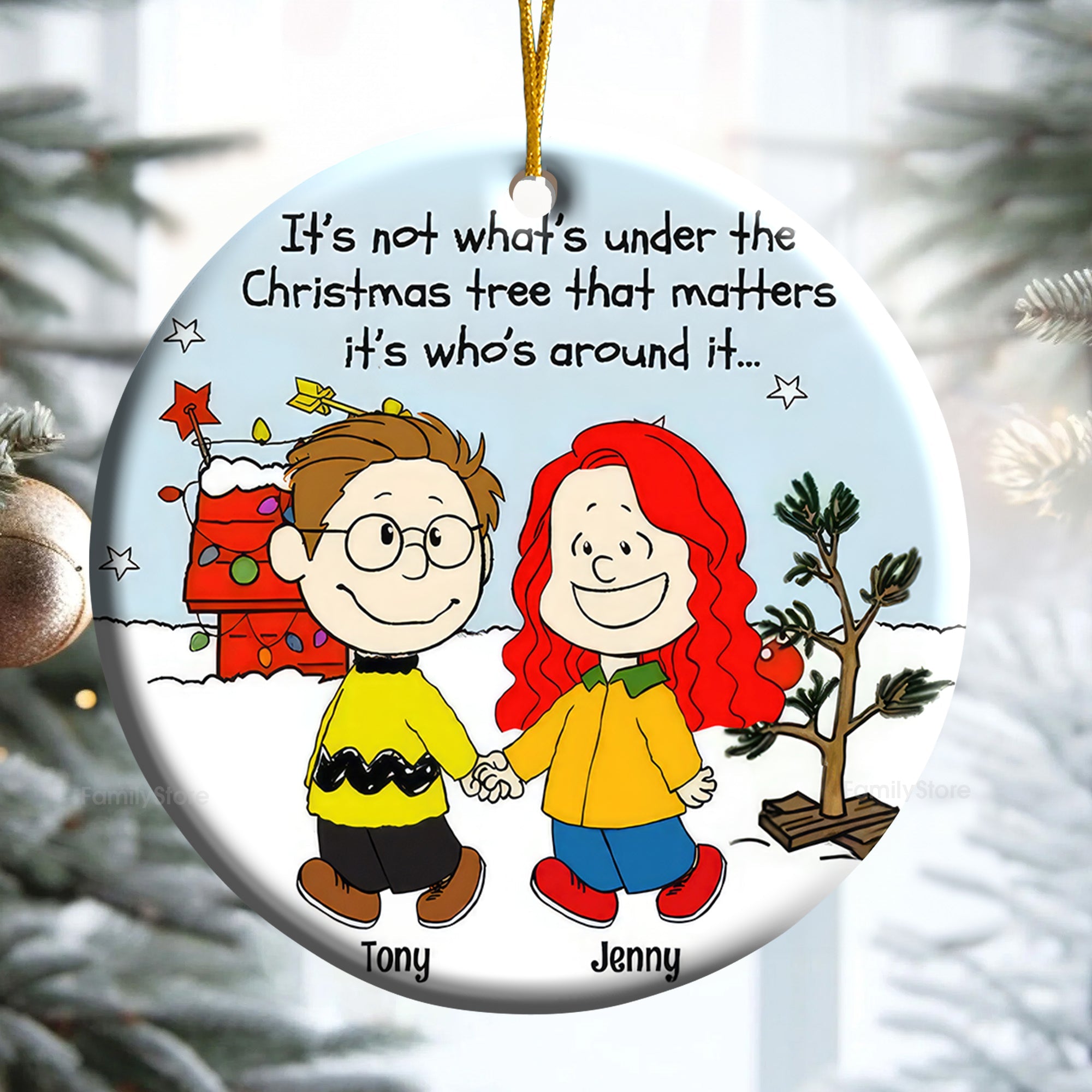 Personalized Ceramic Christmas Ornament Unique Couple Gift