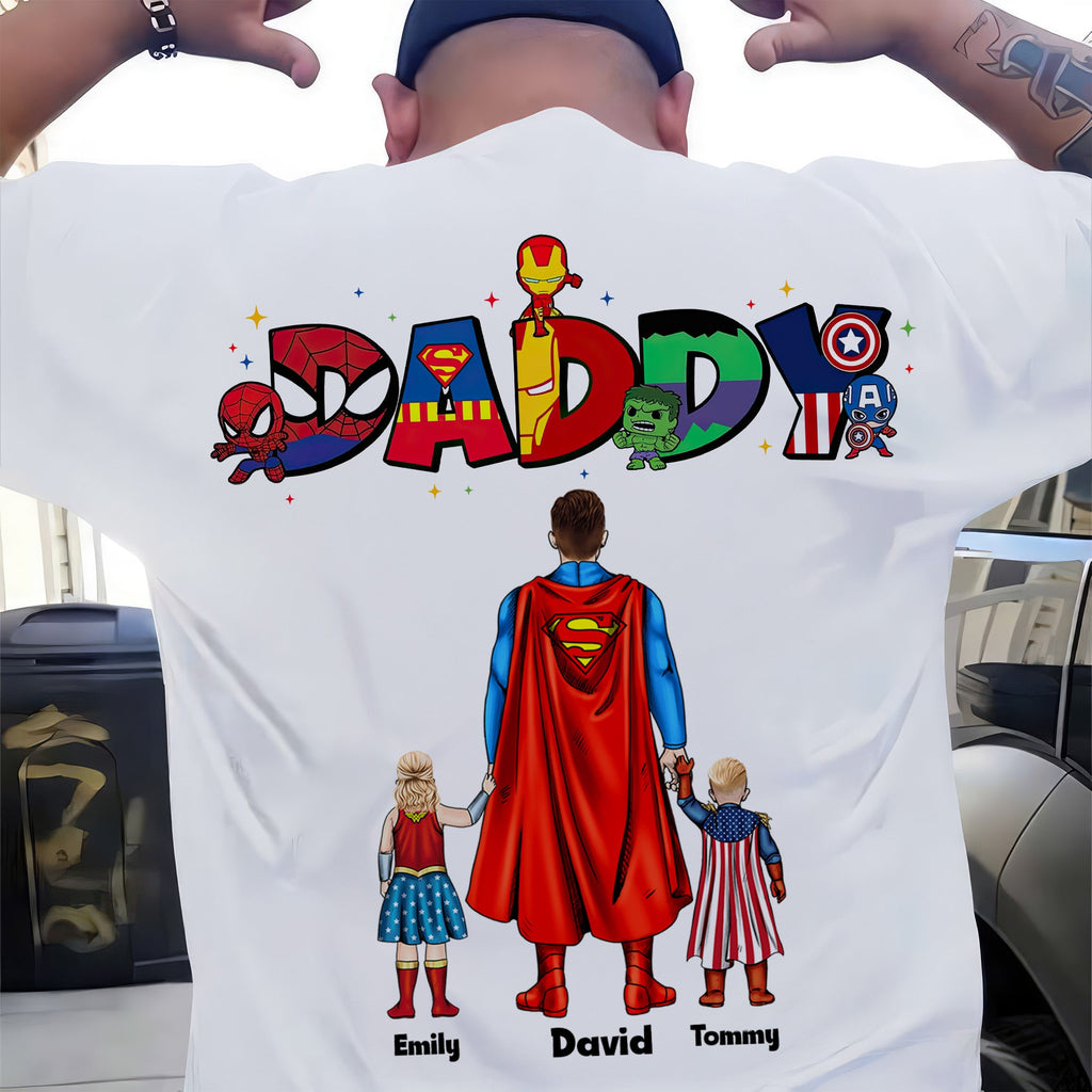 Personalized Super Hero Best Dad Ever Shirt Gift for Dad