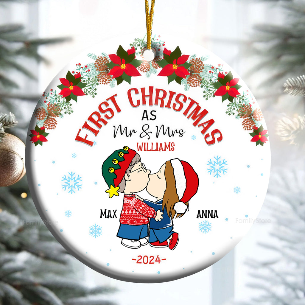 Personalized First Christmas Ornament for Couples - Peanuts Design