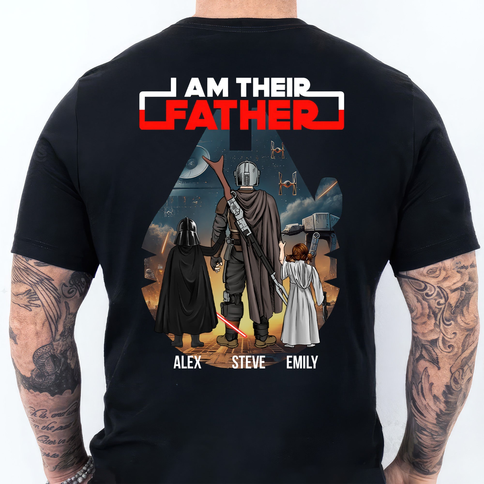 Personalized Cotton Shirt with Custom Family Names Gift for Dad