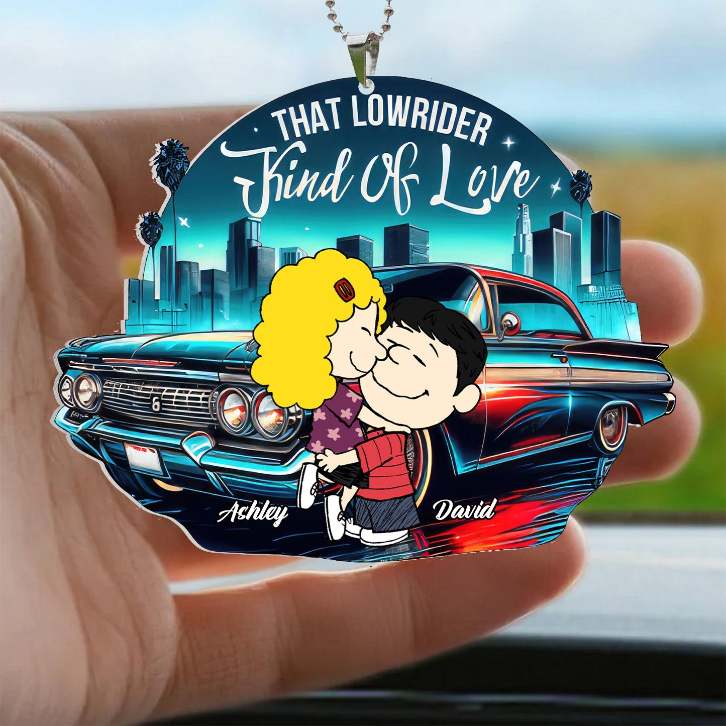 Personalized Lowrider Car Ornament Custom Name Gift for Couple
