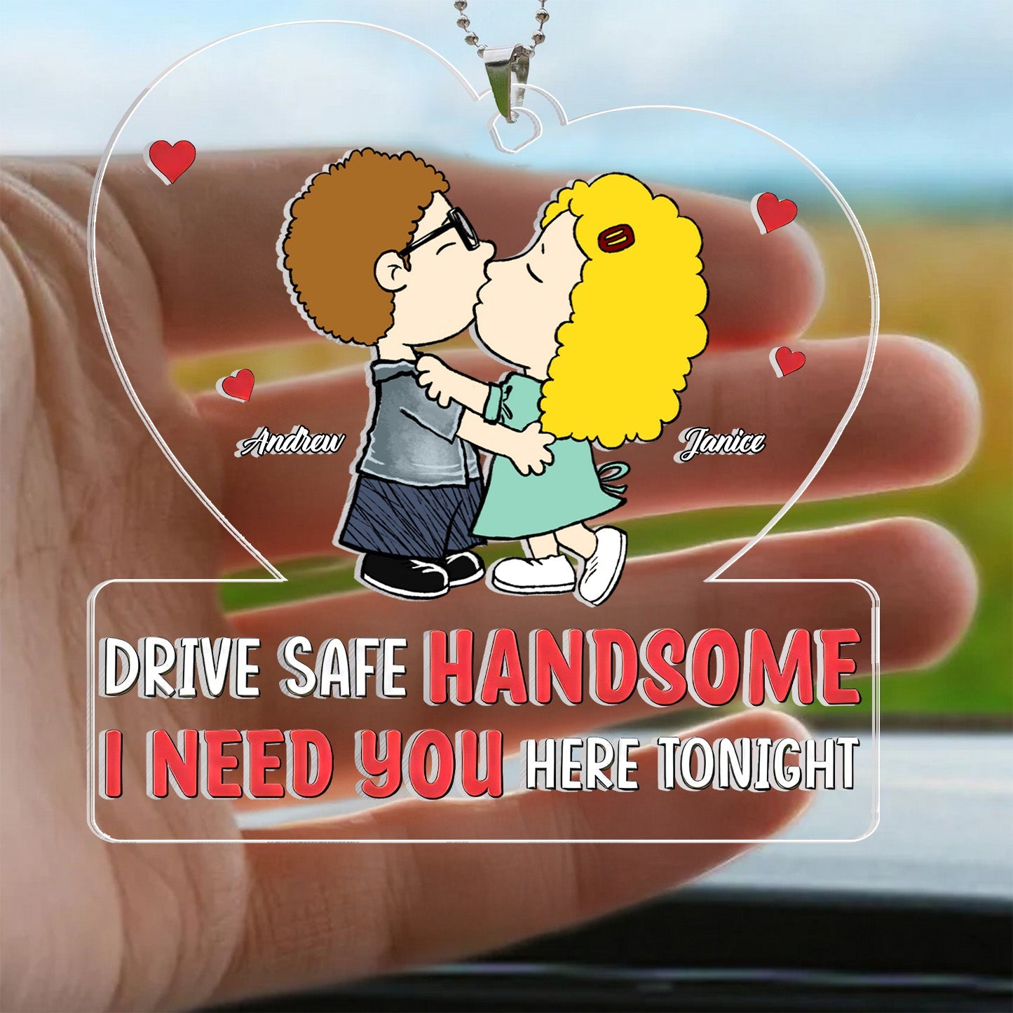 Personalized Acrylic Car Ornament for Couples | Sweet Love Gift