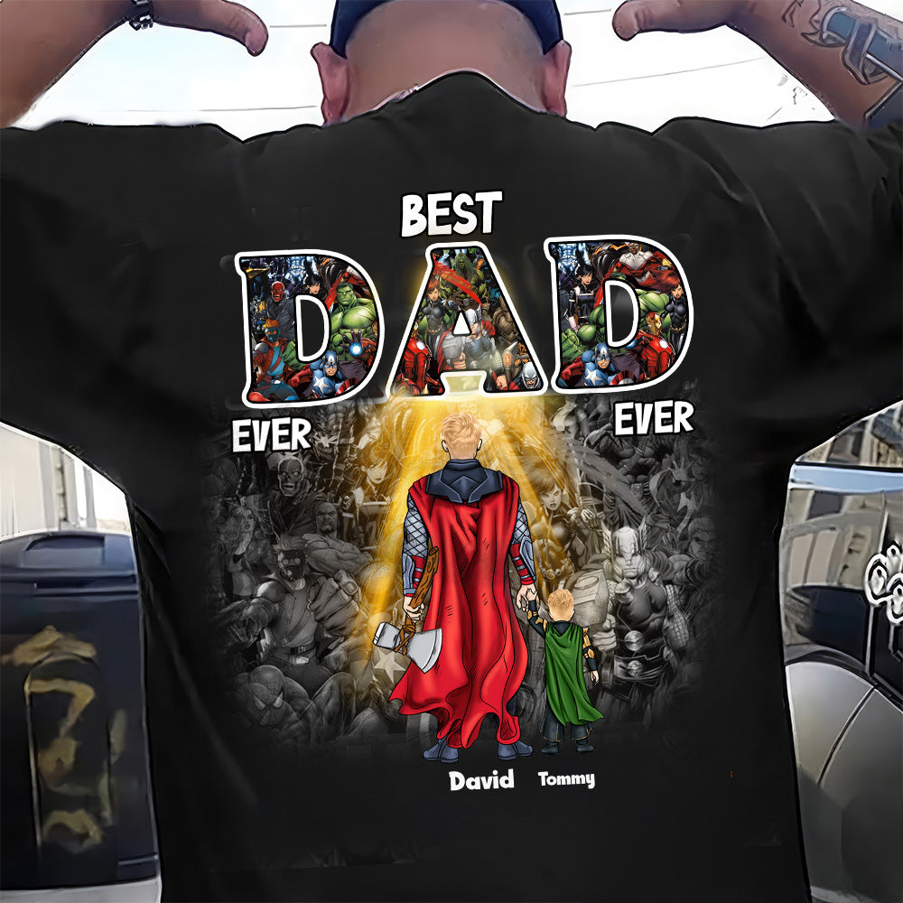 Personalized Super Hero Best Dad Ever T-Shirt Gift for Dad