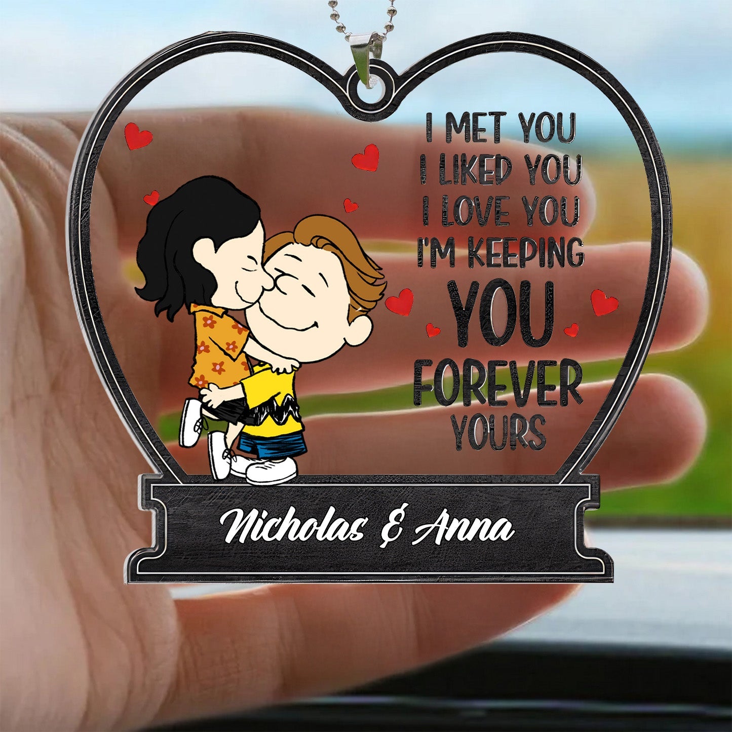Personalized Acrylic Car Ornament Unique Gift for Couples