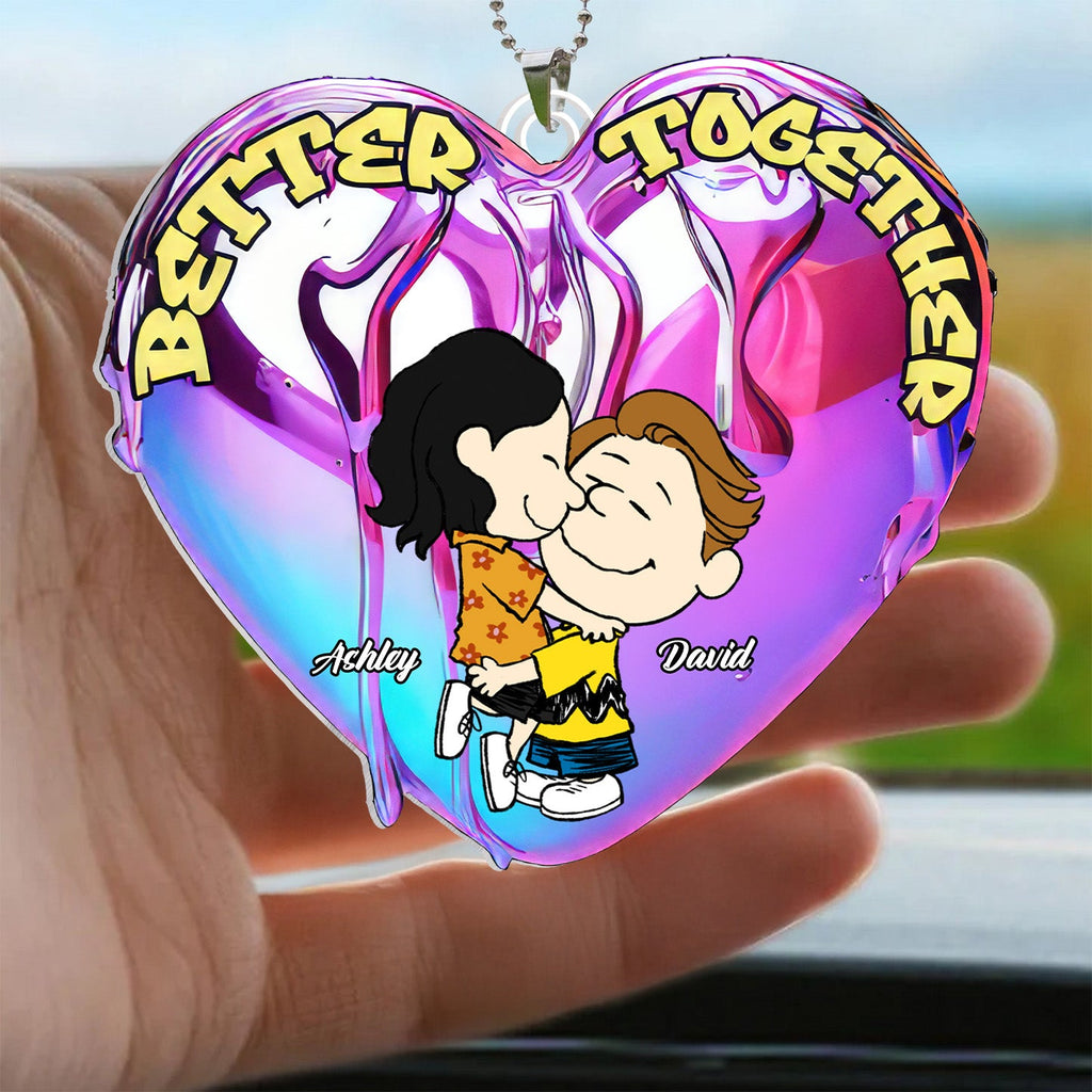 Personalized Better Together Heart Car Ornament Custom Name Gift for Couple