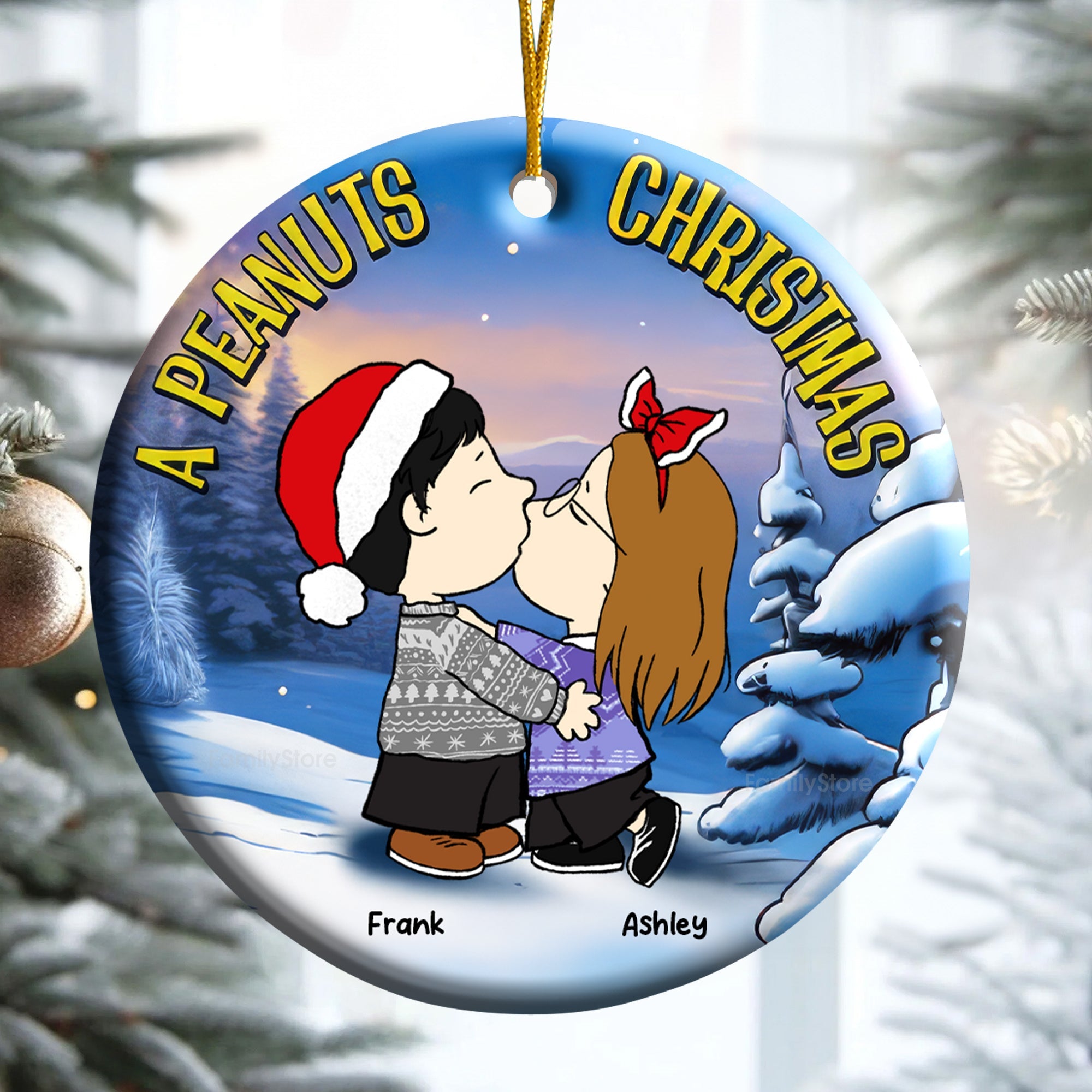 Personalized Ceramic Christmas Ornament for Couples Gift