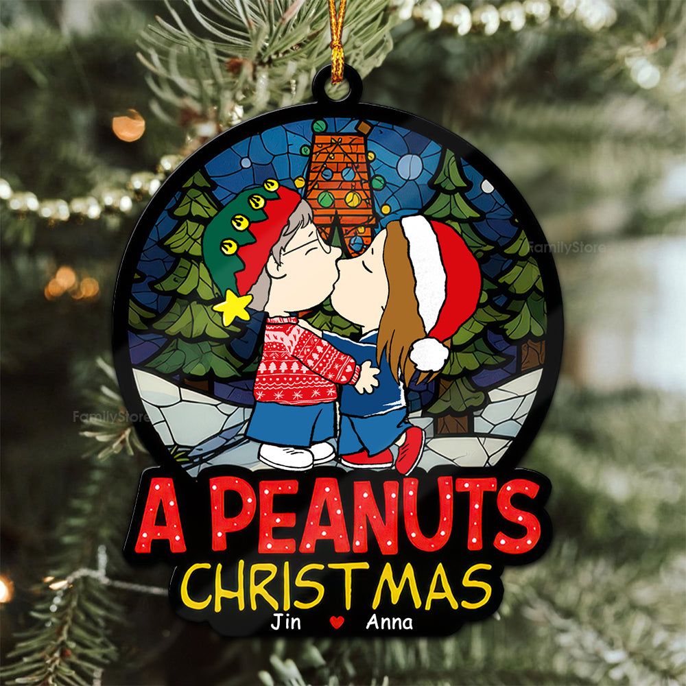 Personalized Wood Christmas Ornament for Couples - Custom Name Gift Idea