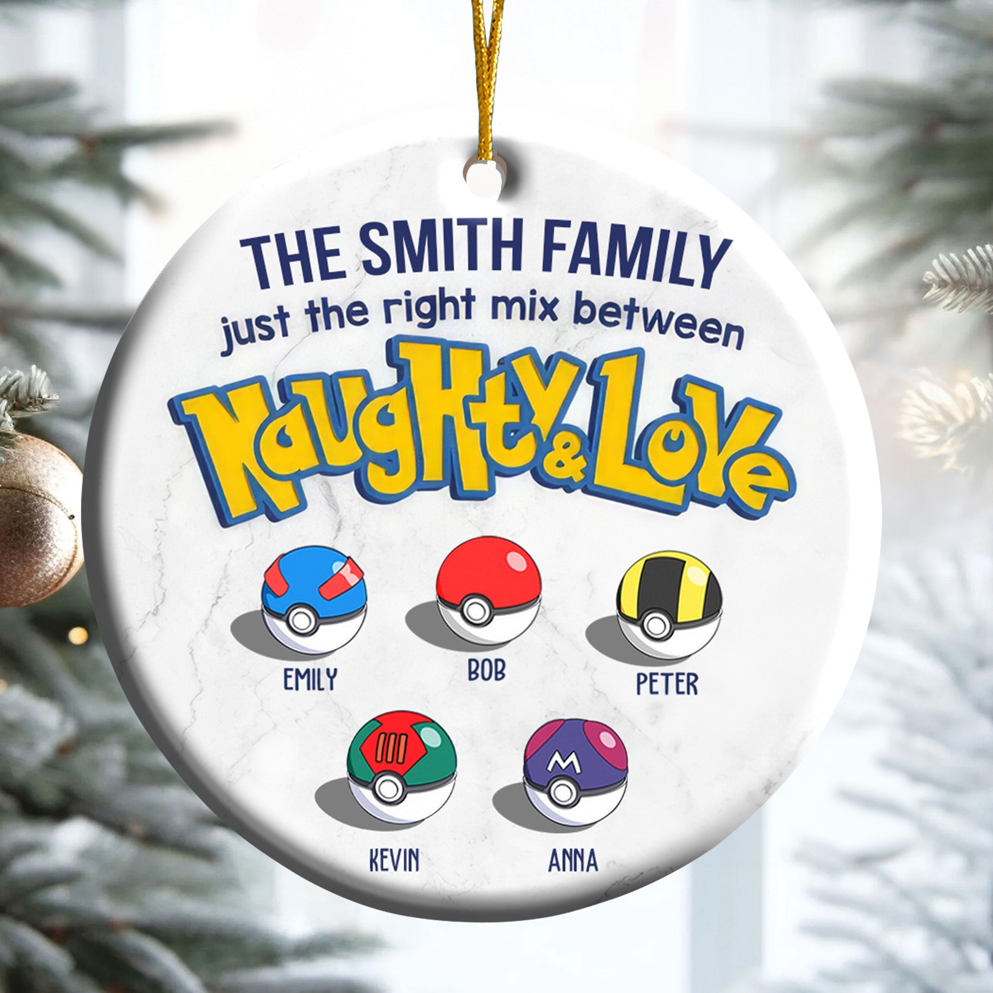 Personalized Ceramic Family Ornament Just the Right Mix of Naughty and Love Gift