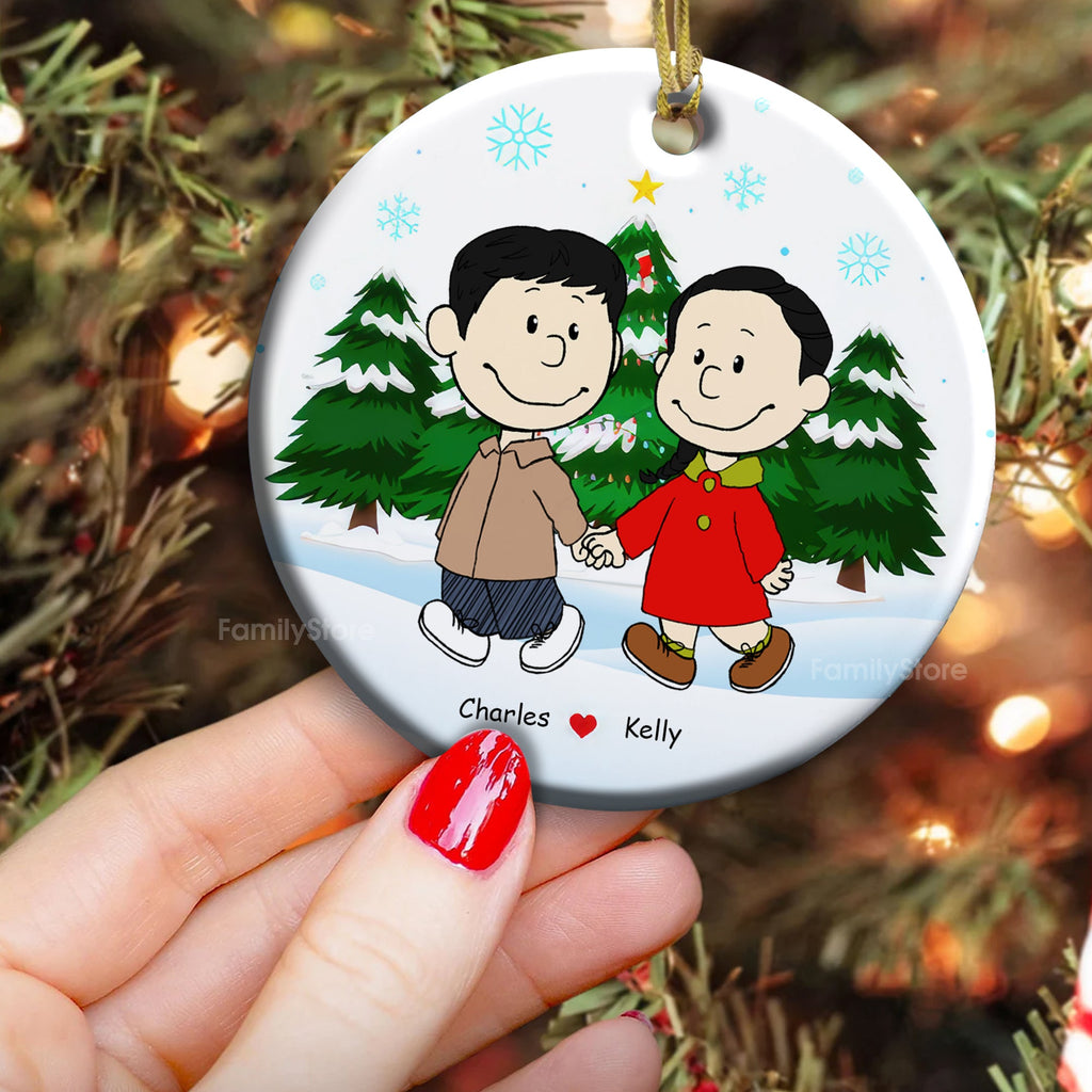 Personalized Ceramic Couple Ornament Hand in Hand Christmas Gift