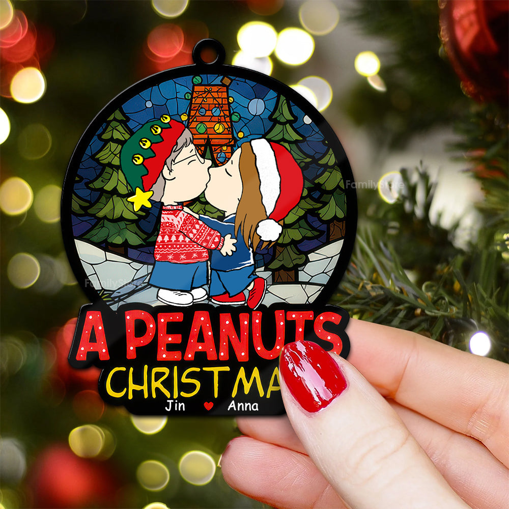 Personalized Wood Christmas Ornament for Couples - Custom Name Gift Idea