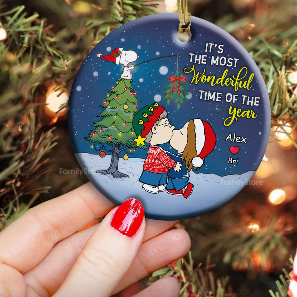 Personalized Peanuts Christmas Ornament Custom Name Gift for Couples