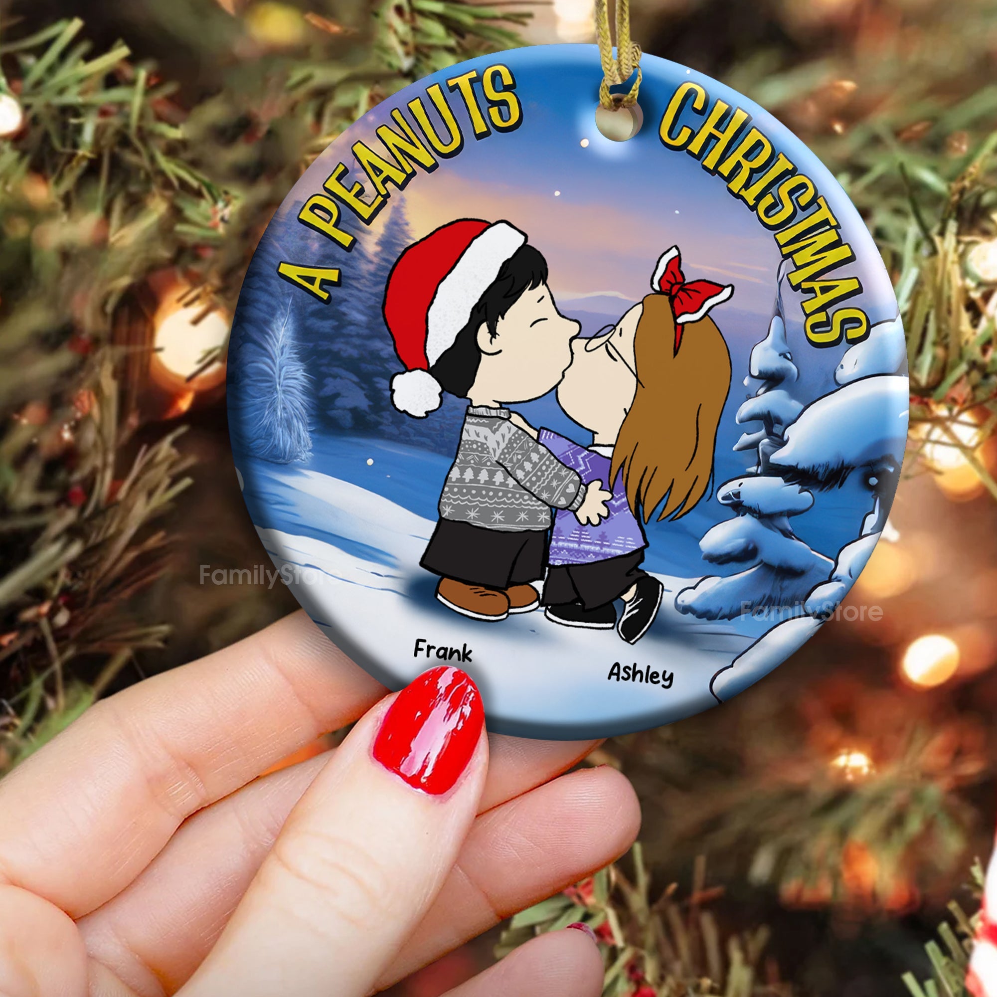 Personalized Ceramic Christmas Ornament for Couples Gift