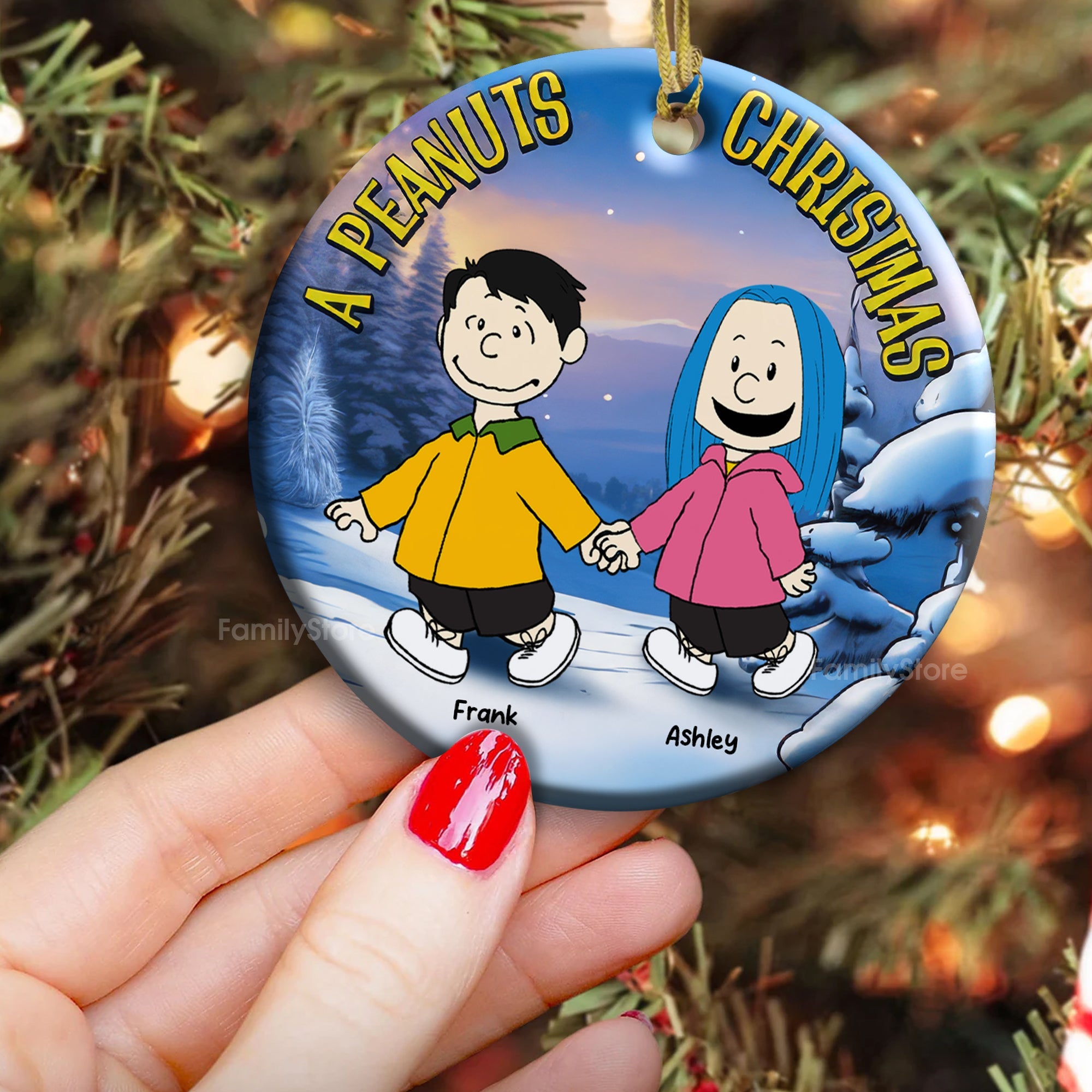Personalized Peanuts Christmas Ornament Gift for Couple