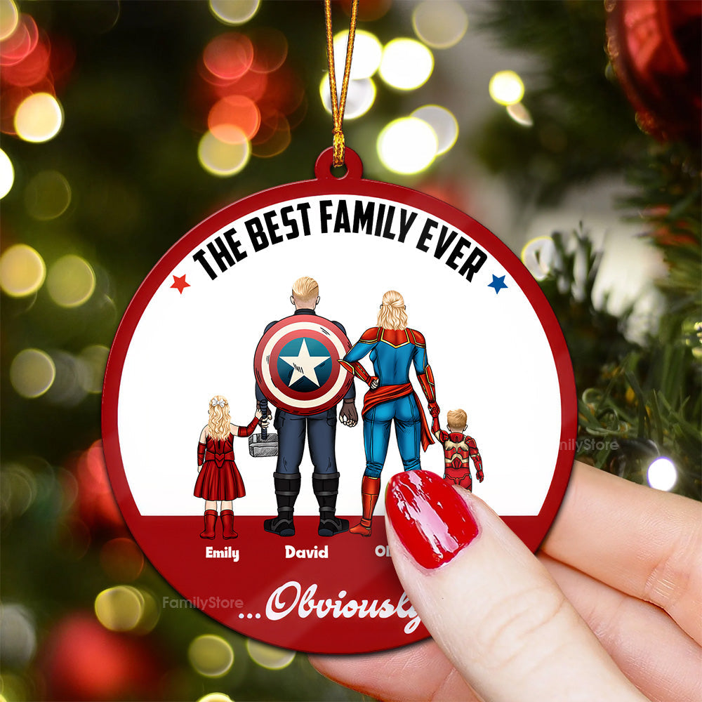 Personalized Superhero Family Wood Ornament Gift for Family