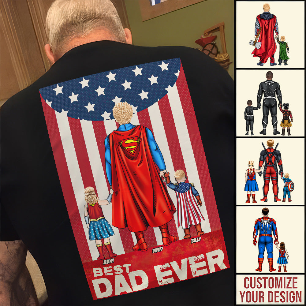 Personalized Best Dad Ever Shirt Custom Names Gift for Dad