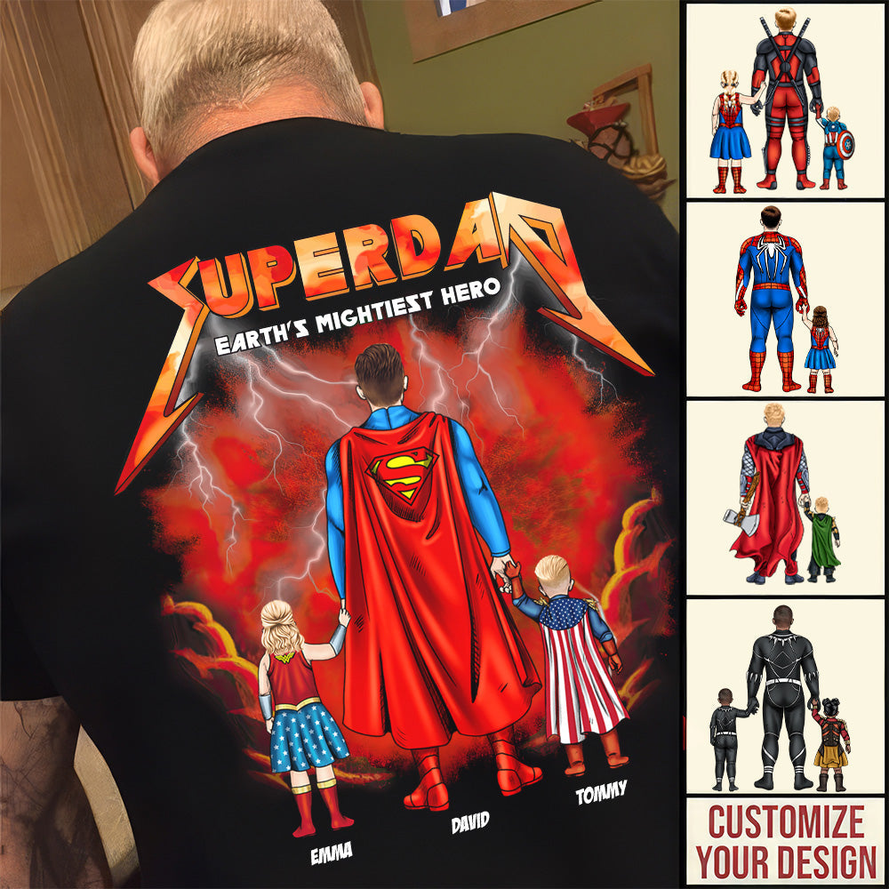Personalized Super Dad T-Shirt Custom Name Gift for Him