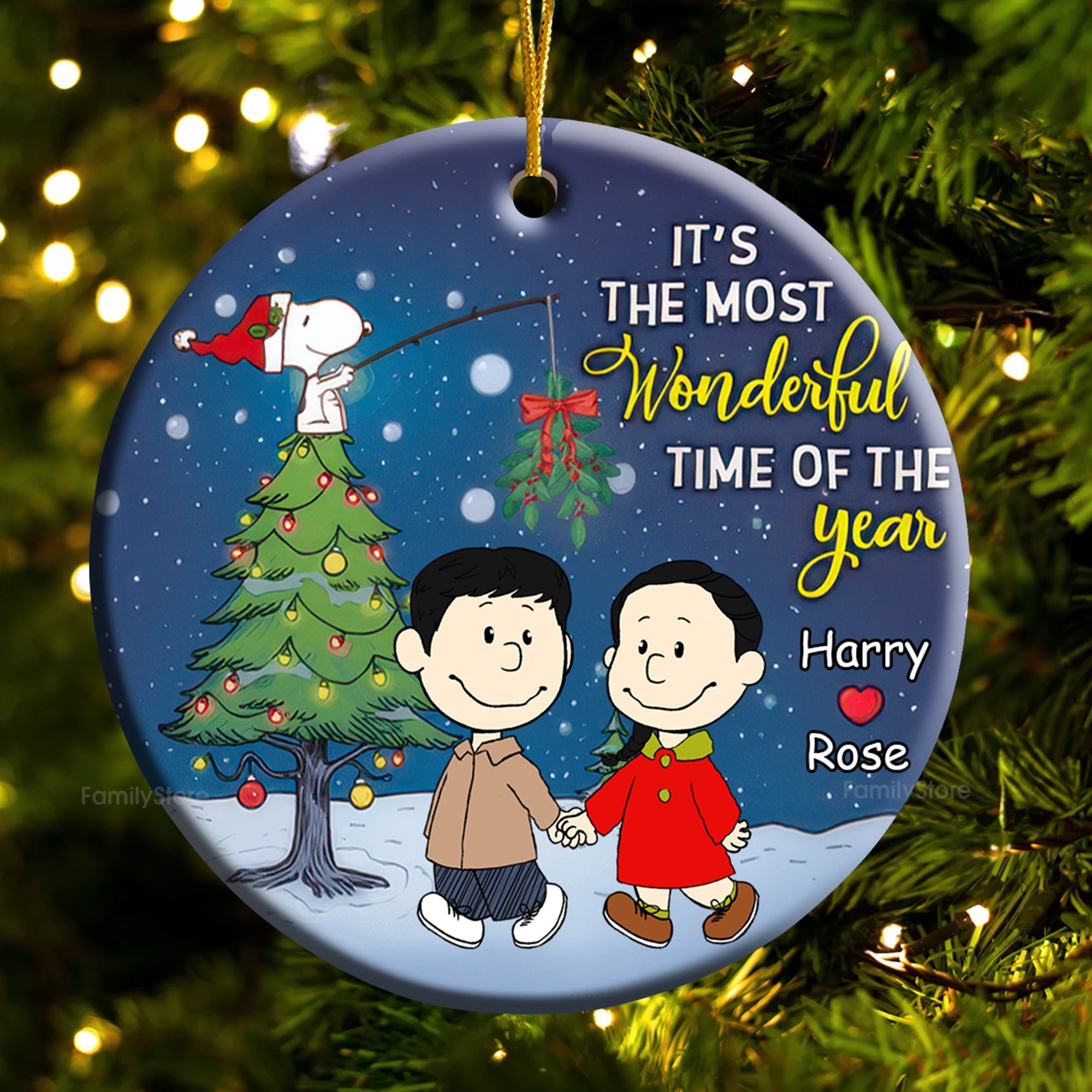 Personalized Peanut Under The Mistletoe Ornament Gift for Couple