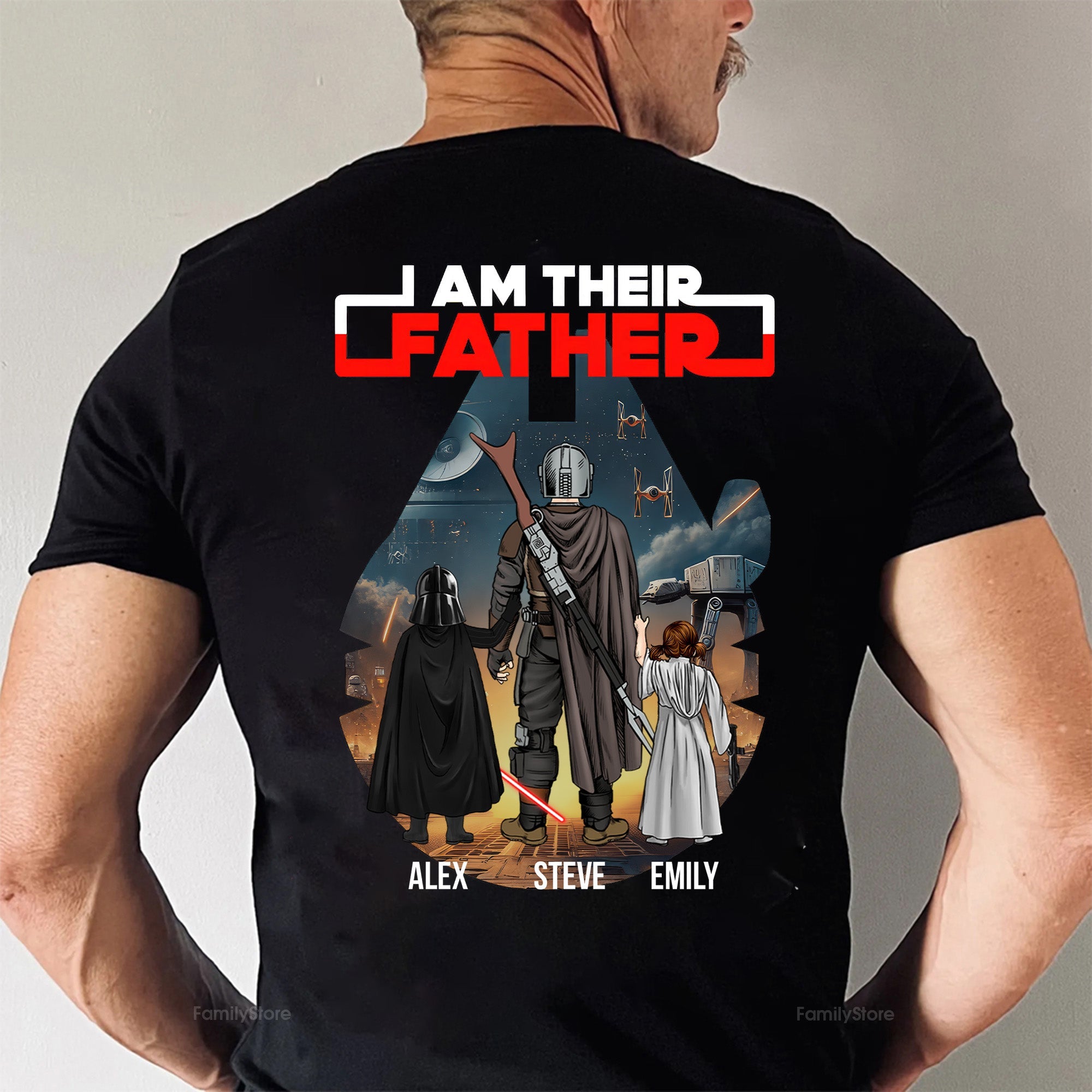 Personalized Cotton Shirt with Custom Family Names Gift for Dad