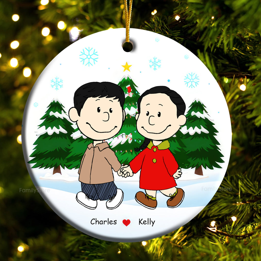 Personalized Ceramic Couple Ornament Hand in Hand Christmas Gift