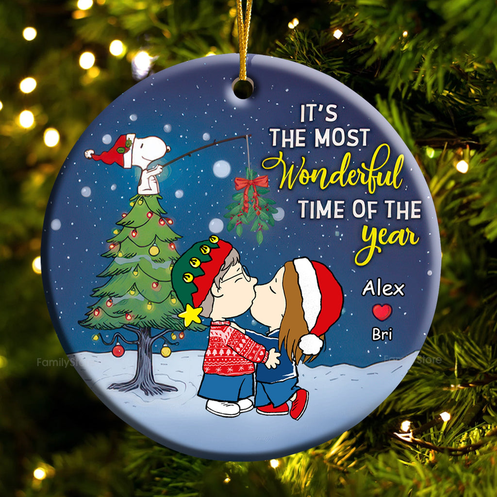 Personalized Peanuts Christmas Ornament Custom Name Gift for Couples