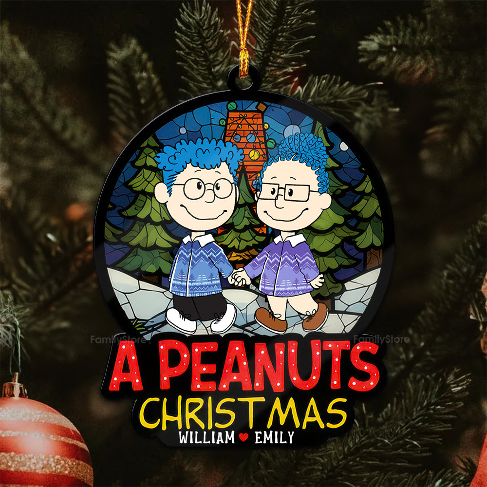 Personalized Wood Christmas Ornament Couples Gift - Peanuts Theme