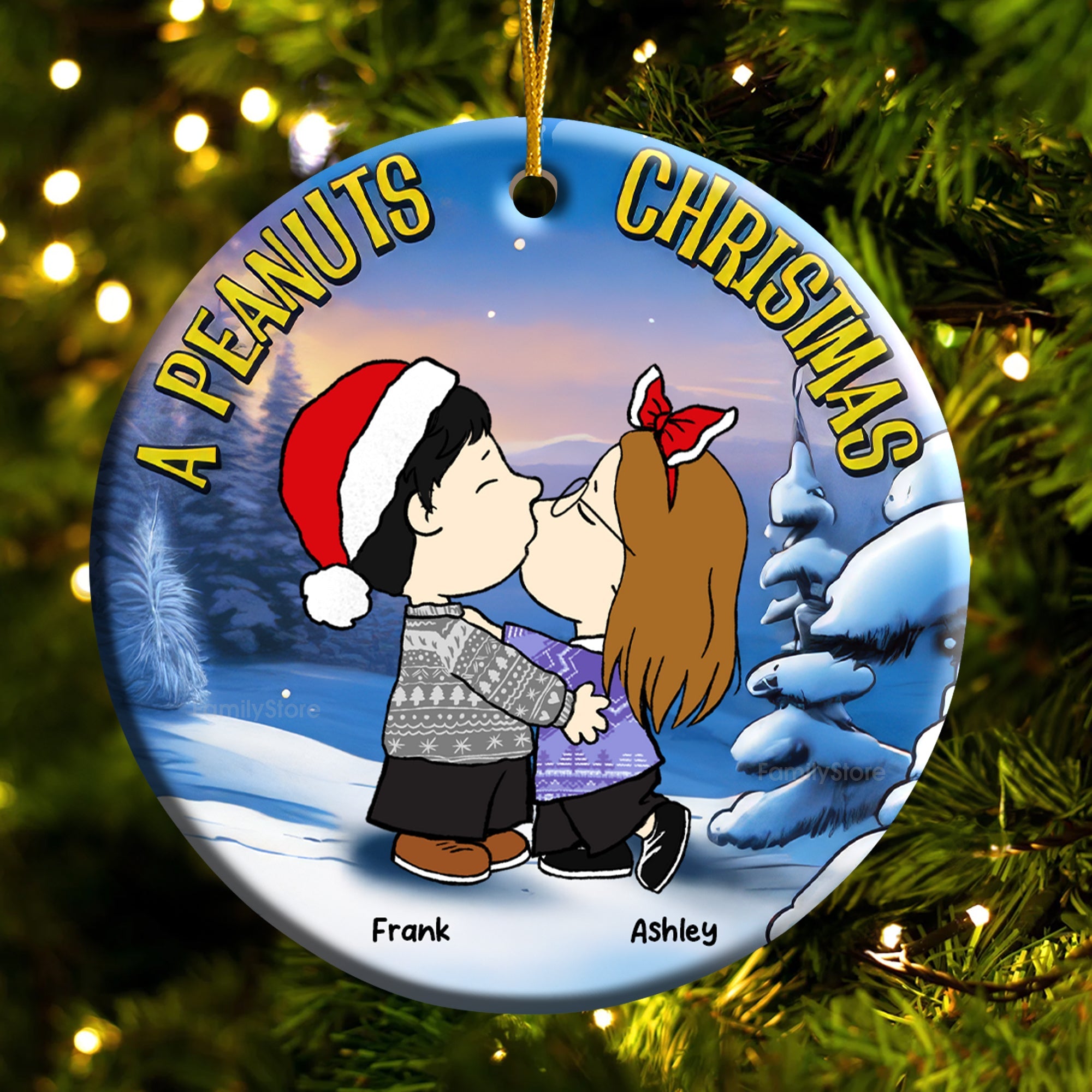 Personalized Ceramic Christmas Ornament for Couples Gift