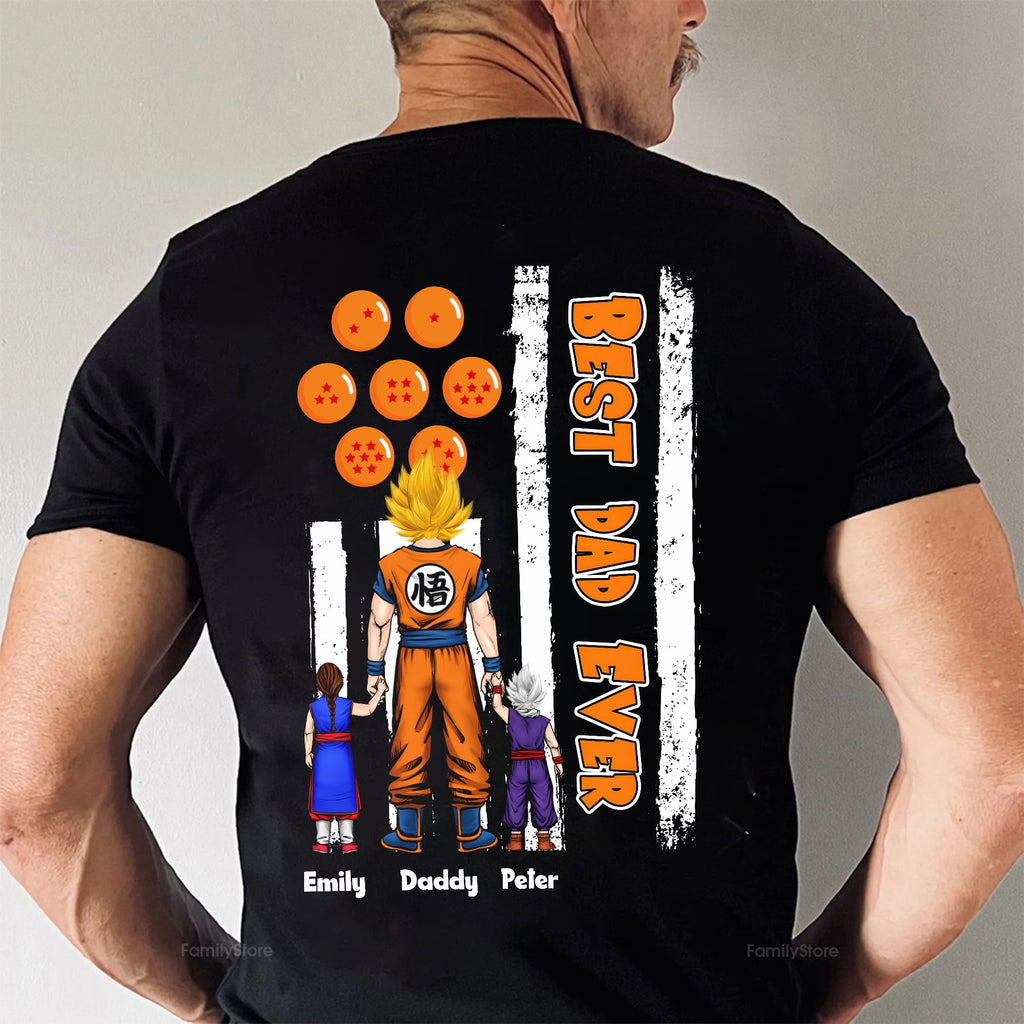 Personalized Dad T-Shirt with Saiyan Design - Gift for Dad