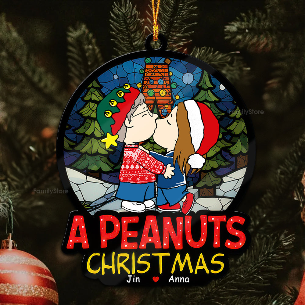 Personalized Wood Christmas Ornament for Couples - Custom Name Gift Idea